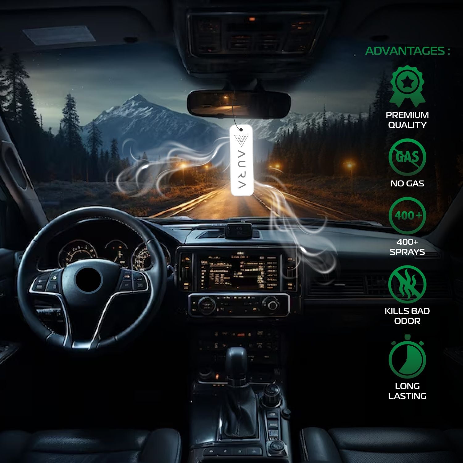 Aura Hanging Air Freshener - Earth 30 ml with 2 Hanging Boards | For Cars, Home, Living Spaces, Office, Closets, Bathrooms | 400 + Sprays