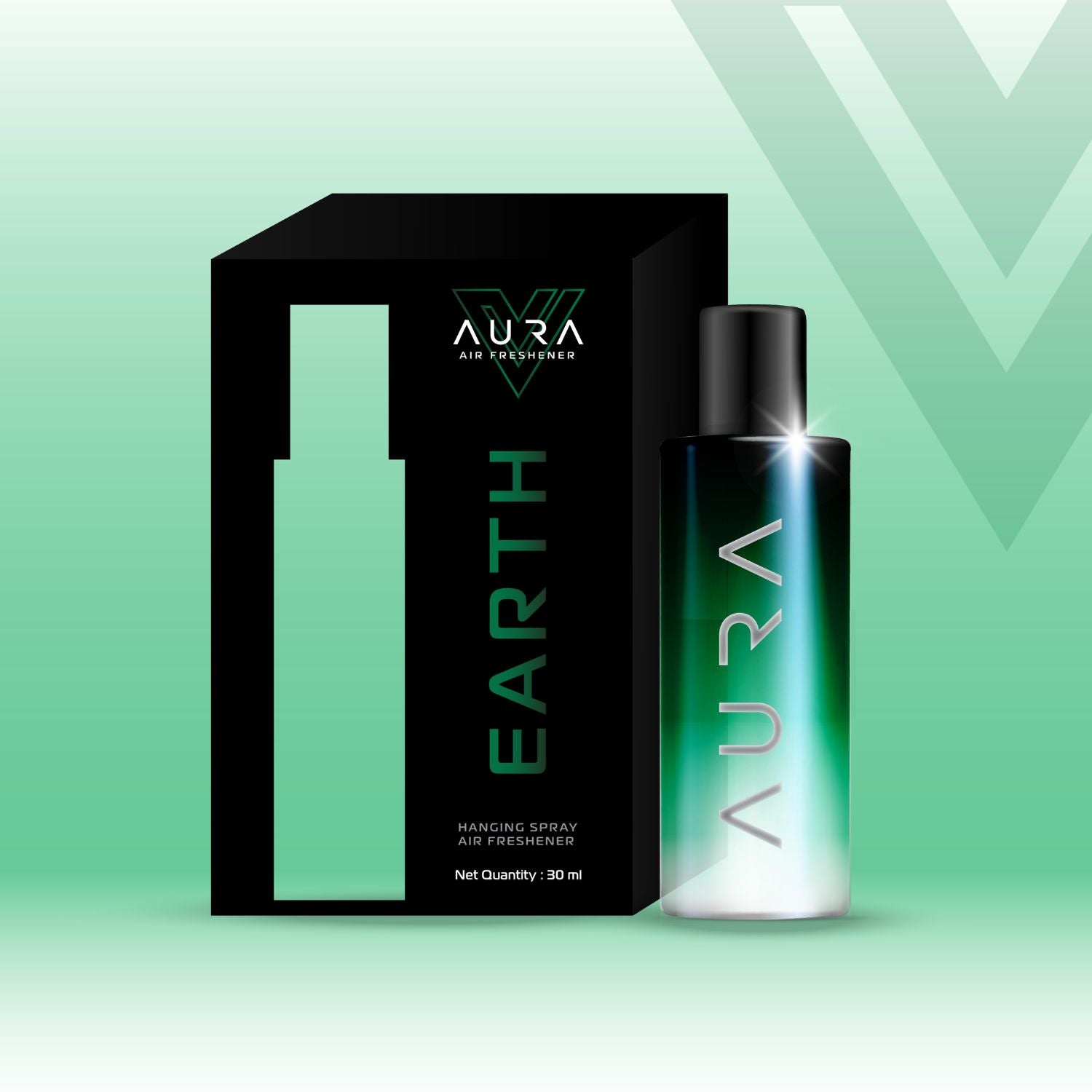 Aura Hanging Air Freshener - Earth 30 ml with 2 Hanging Boards | For Cars, Home, Living Spaces, Office, Closets, Bathrooms | 400 + Sprays