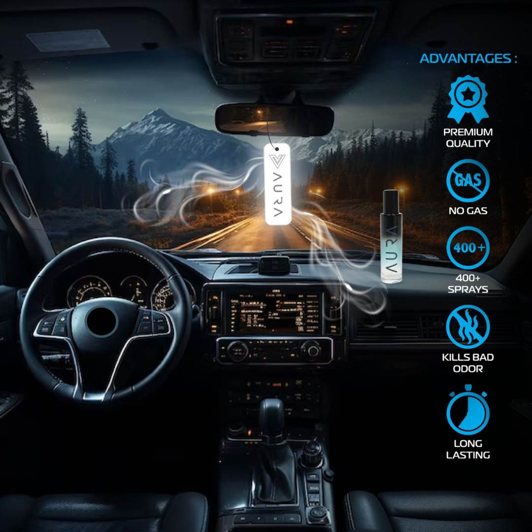 Car Interior & Leather Seat Cleaner Kit - Premium | 5-Piece Complete Car Interior Detailing Bundle with Freshener