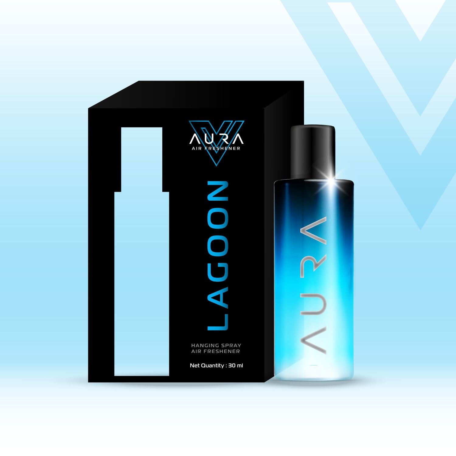 Aura Hanging Air Freshener - Lagoon 30 ml with 2 Hanging Boards | For Cars, Home,  Living Spaces, Office, Closets, Bathrooms | 400 + Sprays