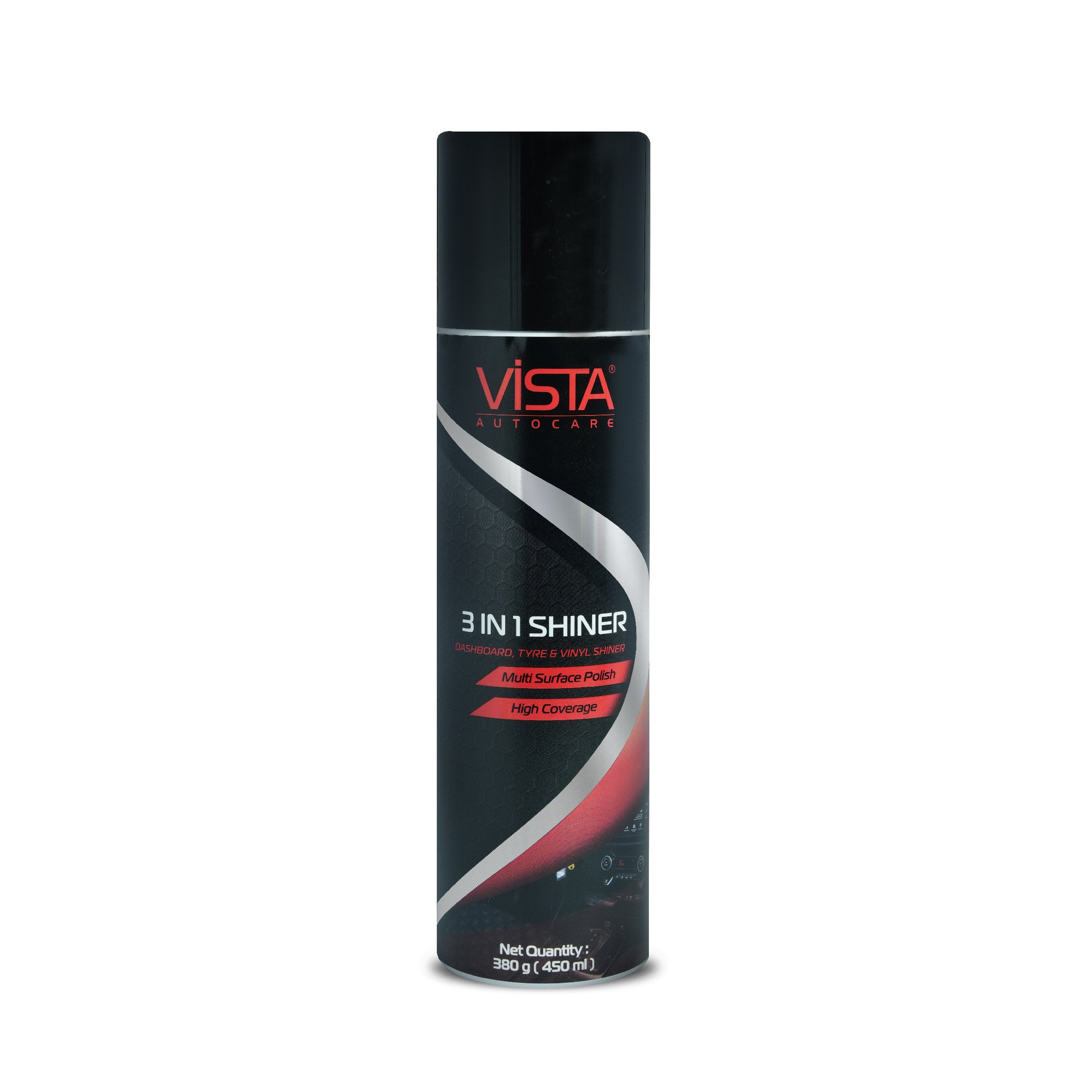 3 in 1 Shiner 450 ml | Foam-Based Dashboard, Tyre, Vinyl & Bumper Polish | Multi-Surface Car Shine Spray
