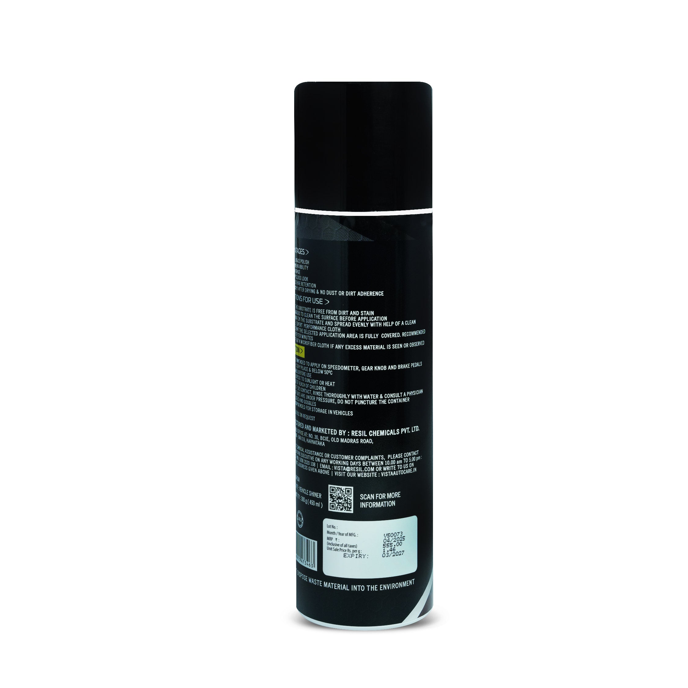 3 in 1 Shiner 450 ml | Foam-Based Dashboard, Tyre, Vinyl & Bumper Polish | Multi-Surface Car Shine Spray