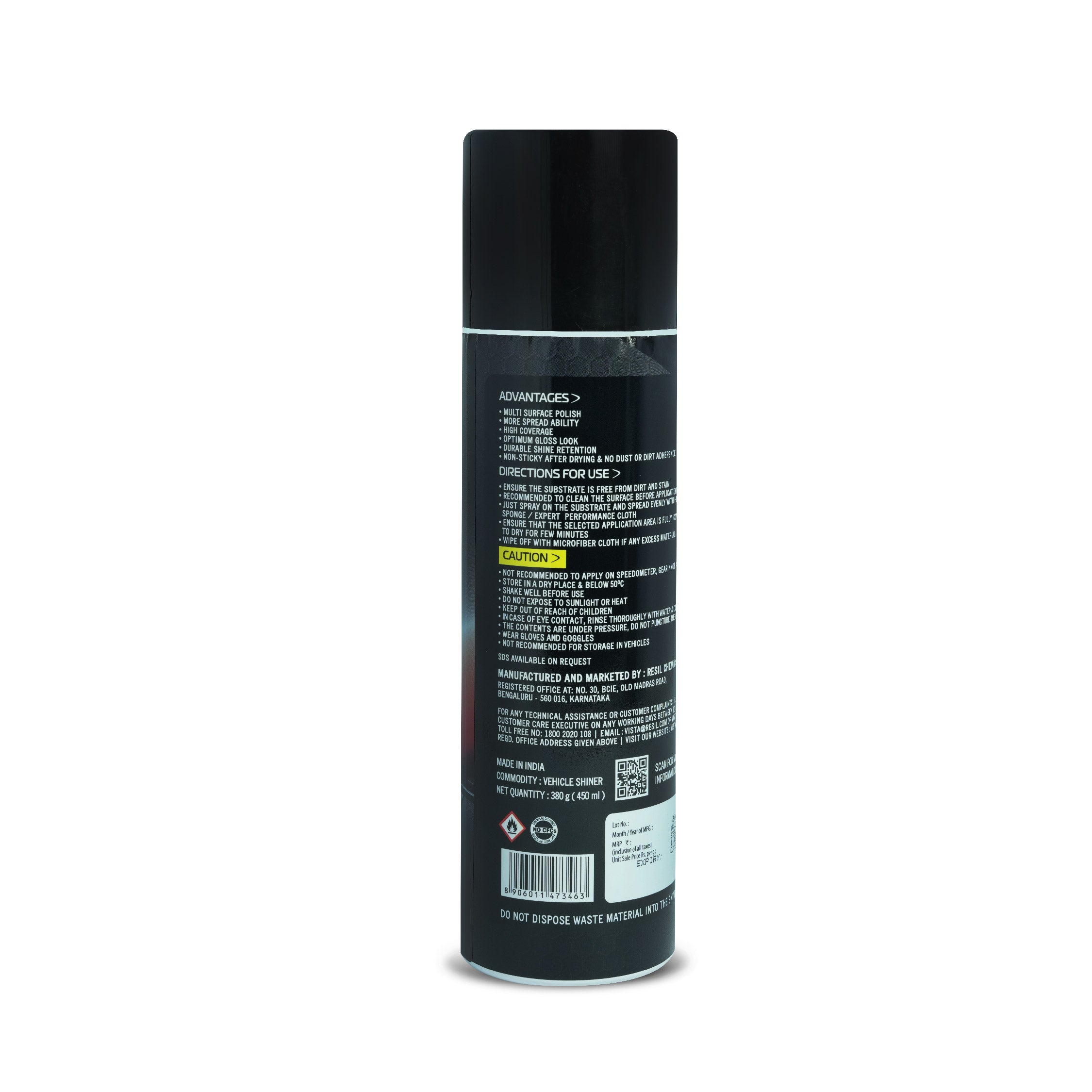 3 in 1 Shiner 450 ml | Foam-Based Dashboard, Tyre, Vinyl & Bumper Polish | Multi-Surface Car Shine Spray