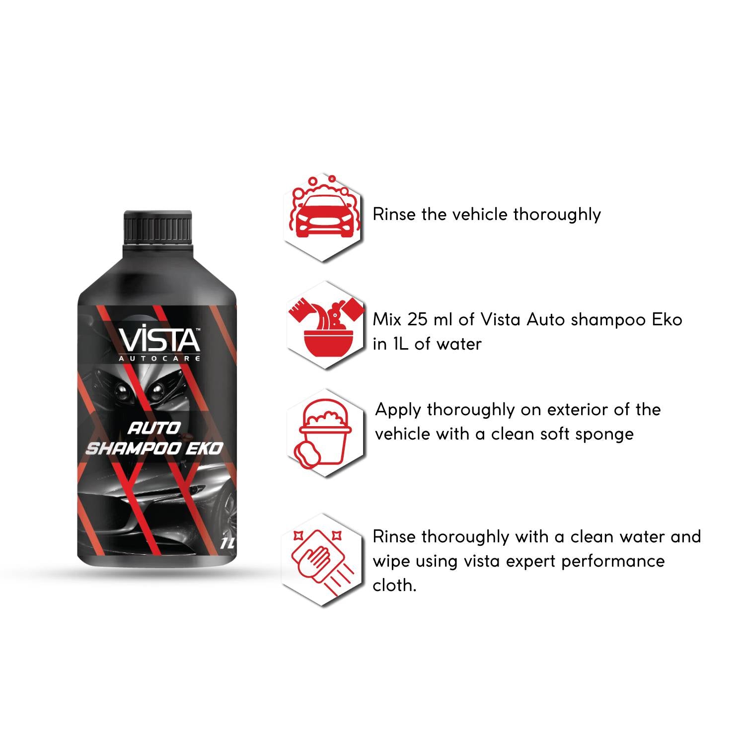 Auto Shampoo Eko 1 L - pH Balance Formula, For Car and Bike
