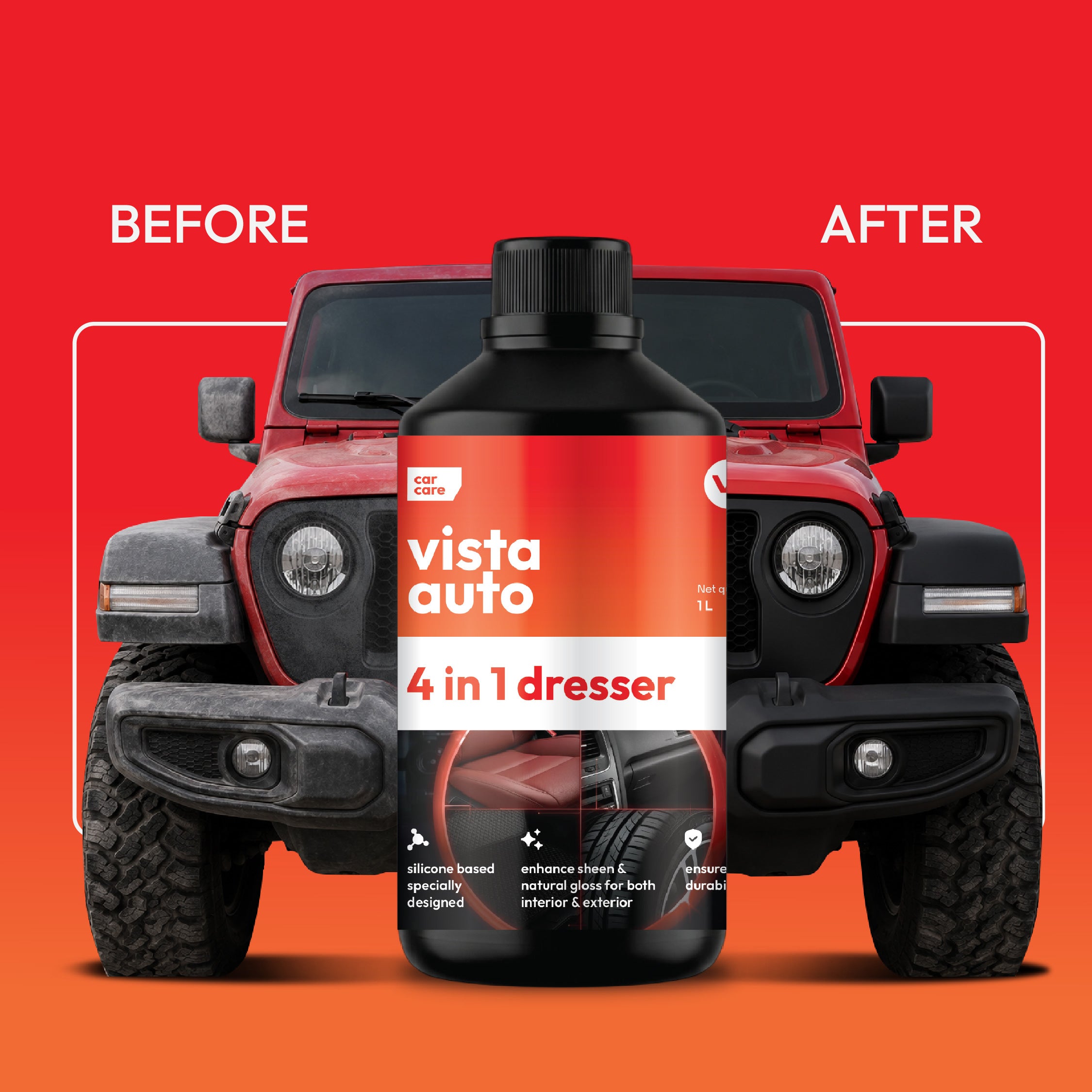 4 In 1 Dresser 1 L Multi-Surface Shiner Polish For Car, Bike, Scooter, Household & Office - Plastic, Rubber, Vinyl, Rexene, Interiors