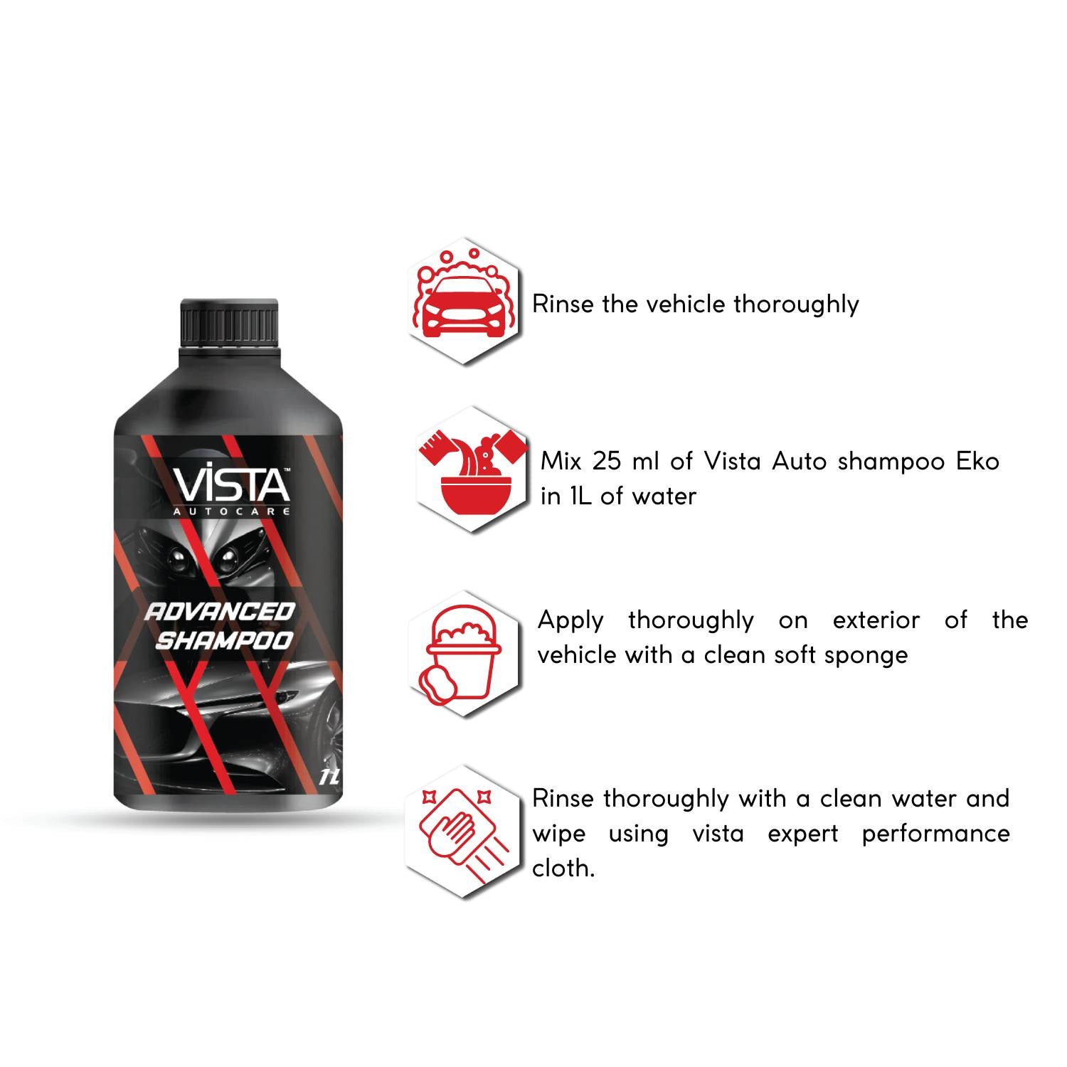 Advanced Shampoo 1L - pH Balance Formula, For Car and Bike