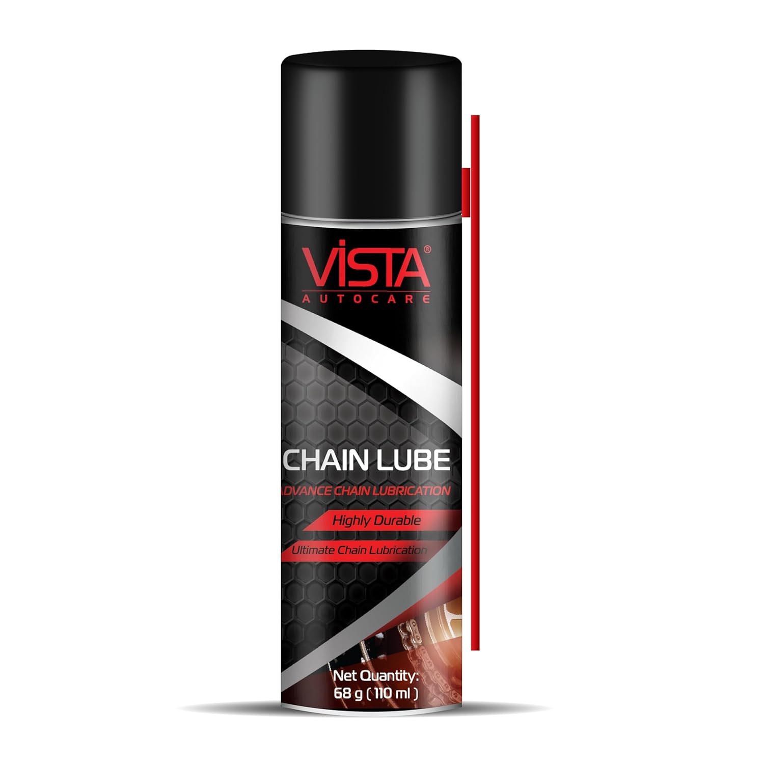 Vista Autocare chain lube can on a white background