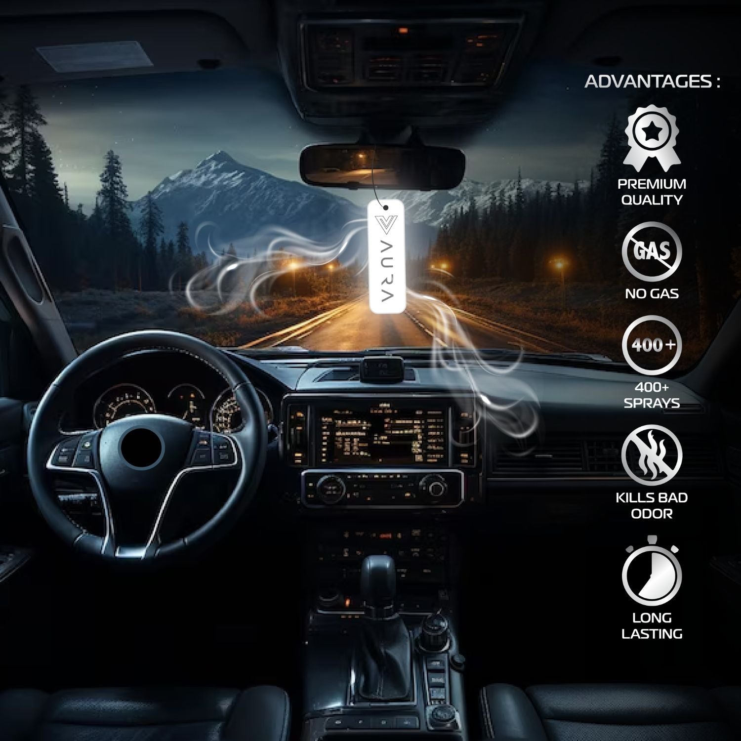 Aura Hanging Air Freshener - Crown 30 ml with 2 Hanging Boards | For Cars, Home, Living Spaces, Office, Closets, Bathrooms | 400 + Sprays