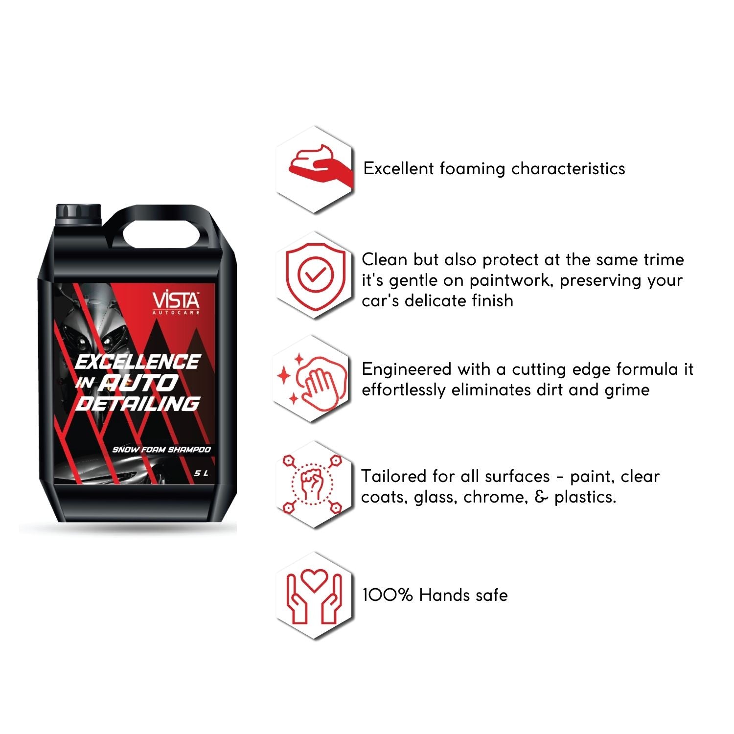 Snow Foam Shampoo 5L - pH Balance Formula, For Car and Bike