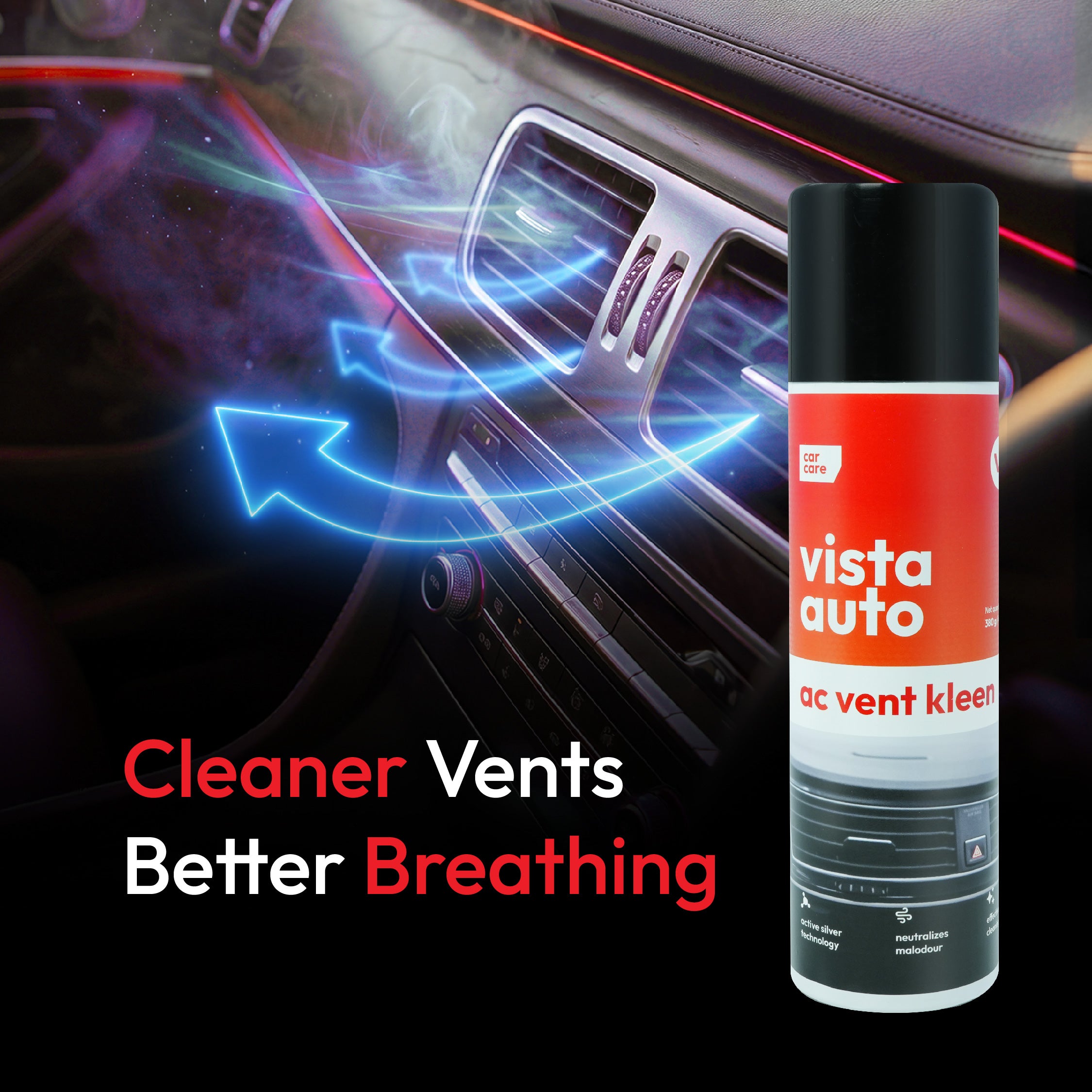 AC Vent Kleen - 380g | Hygiene Foam Spray with Extension Tube