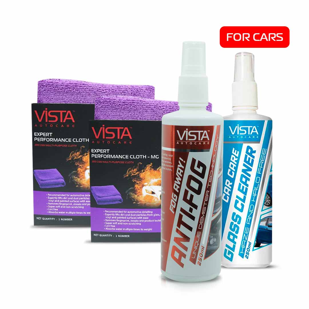 Anti Fog Combo For Cars | 4-in-1 Clear Vision Bundle | Fog Prevention & Glass Cleaning