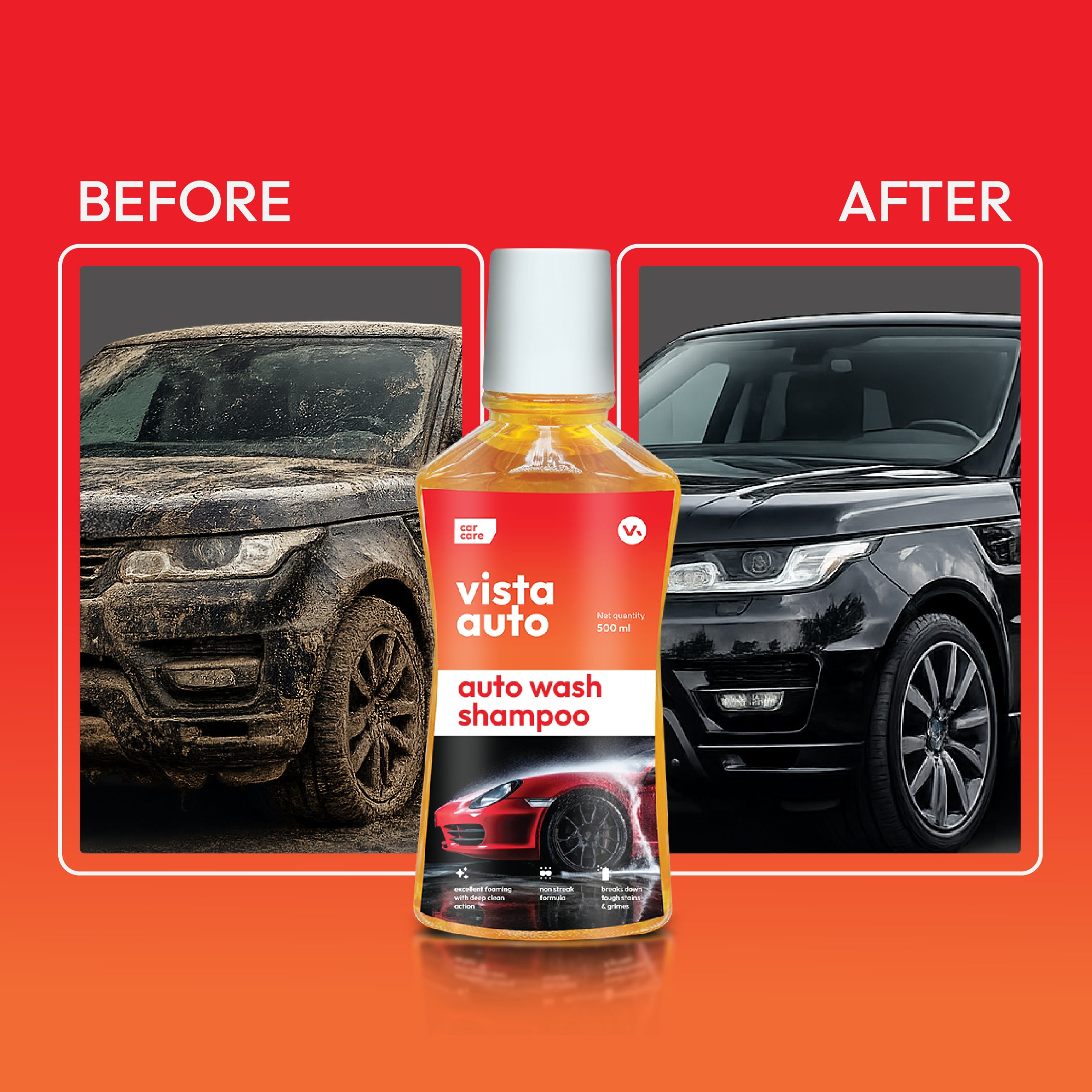 Auto Wash Shampoo 500 ml - pH Balance Formula, For Car And Bike