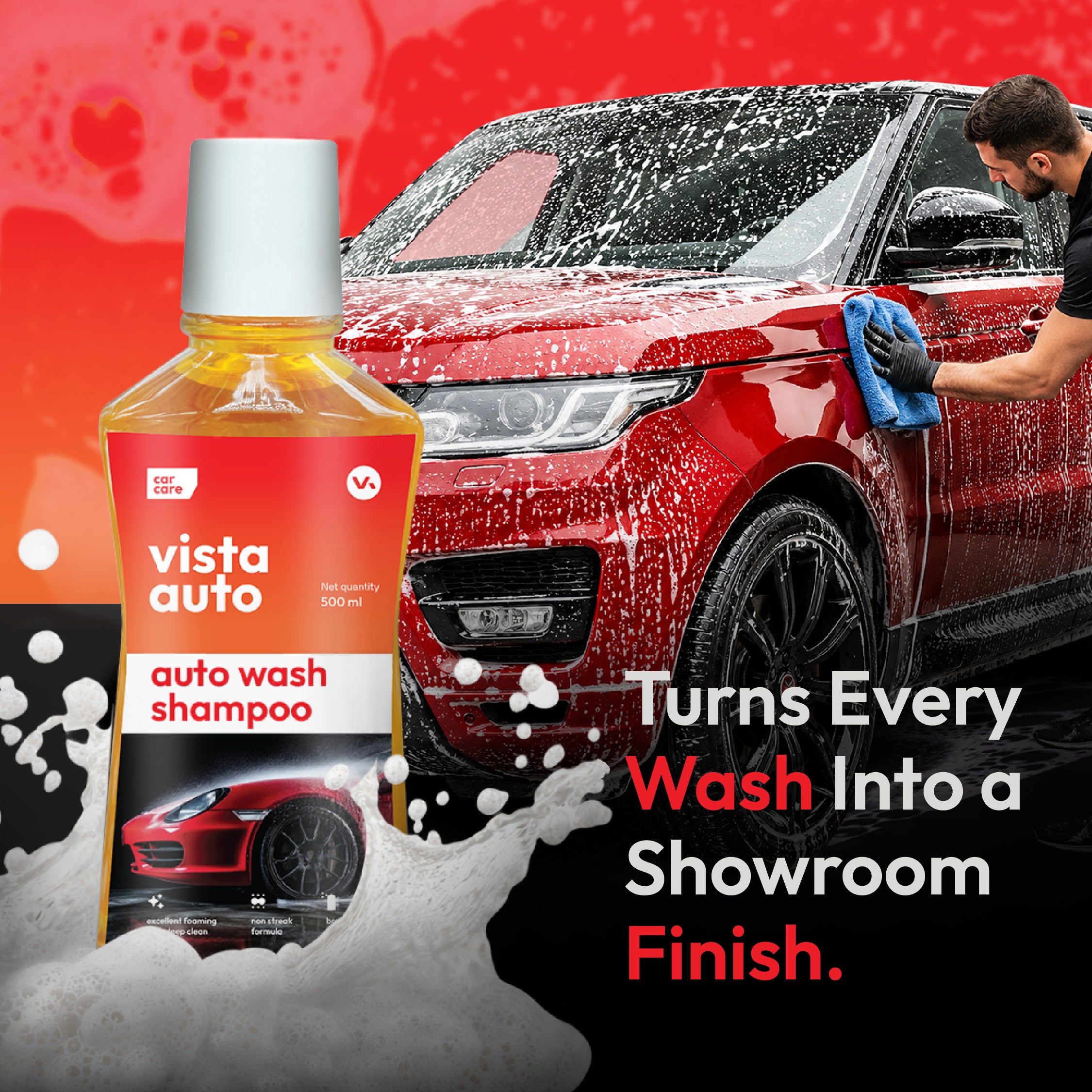 Auto Wash Shampoo 500 ml - pH Balance Formula, For Car And Bike