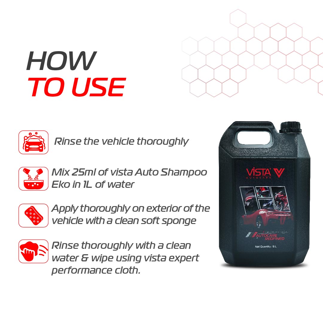 Auto Shampoo Eko 5 L - pH Balance Formula, For Car and Bike
