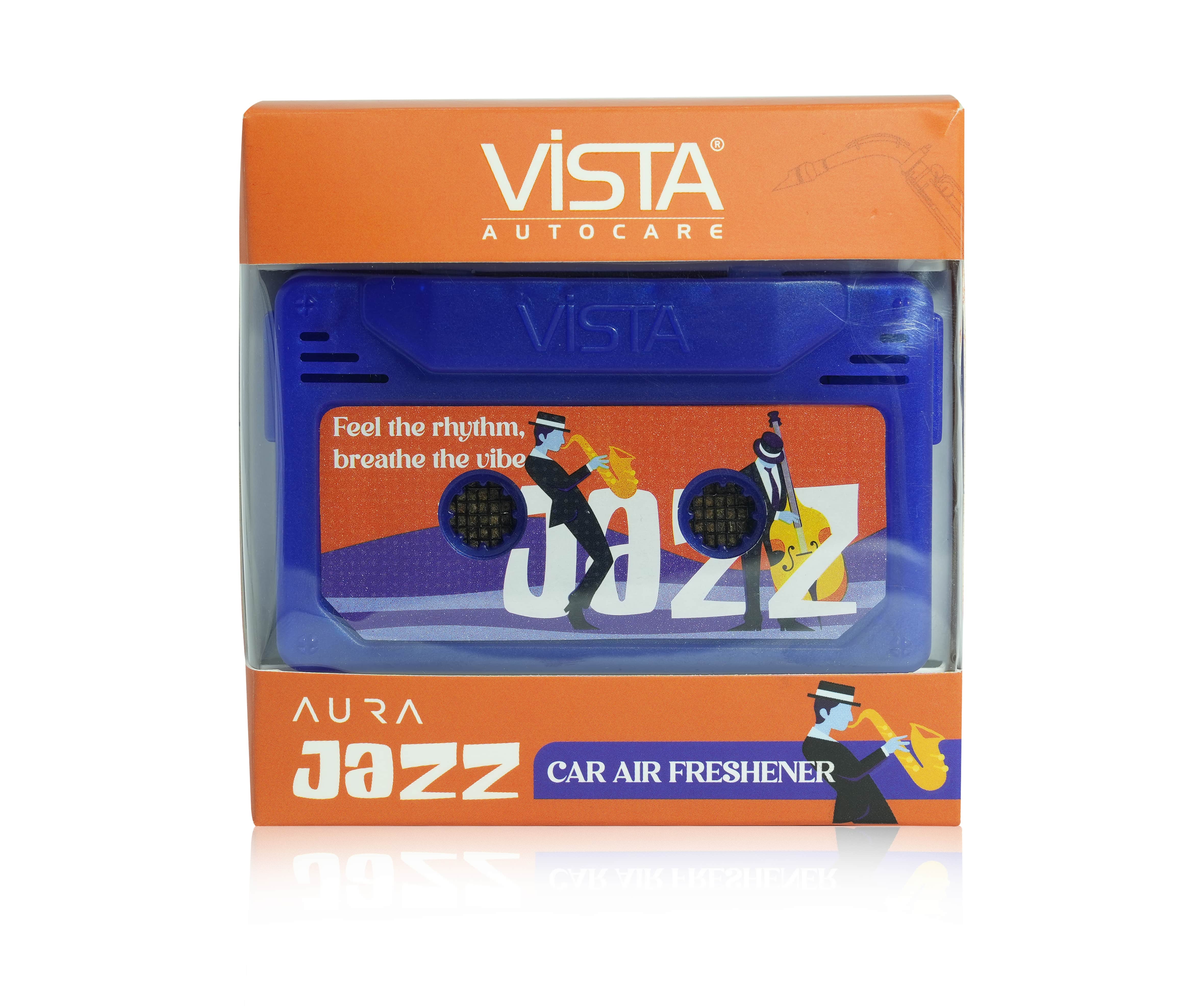 Aura Jazz Car Air Freshener – Cassette Style Dashboard Perfume | Long-Lasting Wooden Block Car Fragrance | Feel the Rhythm, Breathe the Vibe - 26g