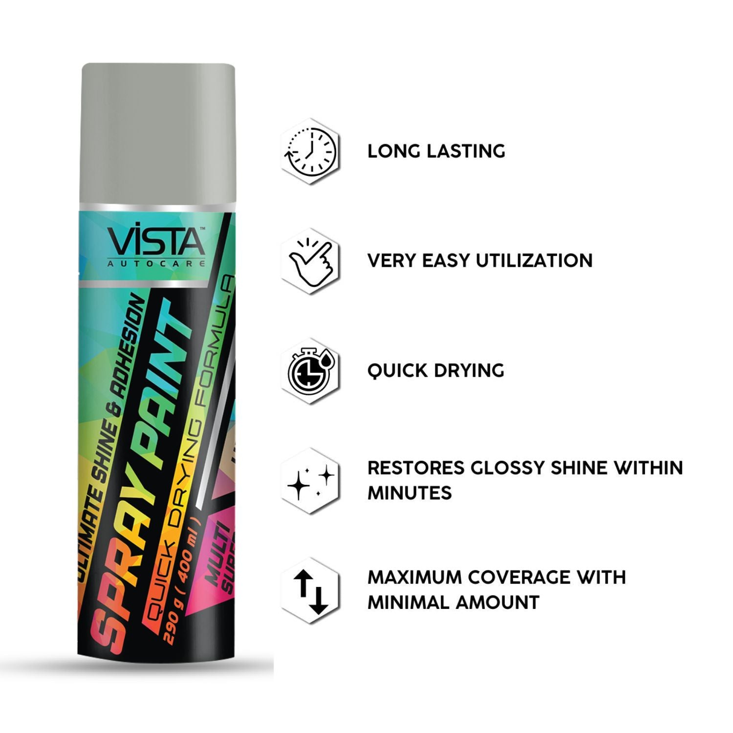 Spray Paint Bright Chrome 400 ml (290 g) | Quick Drying with Gloss finish for Metal, Wood, Walls | Acrylic SprayPaints