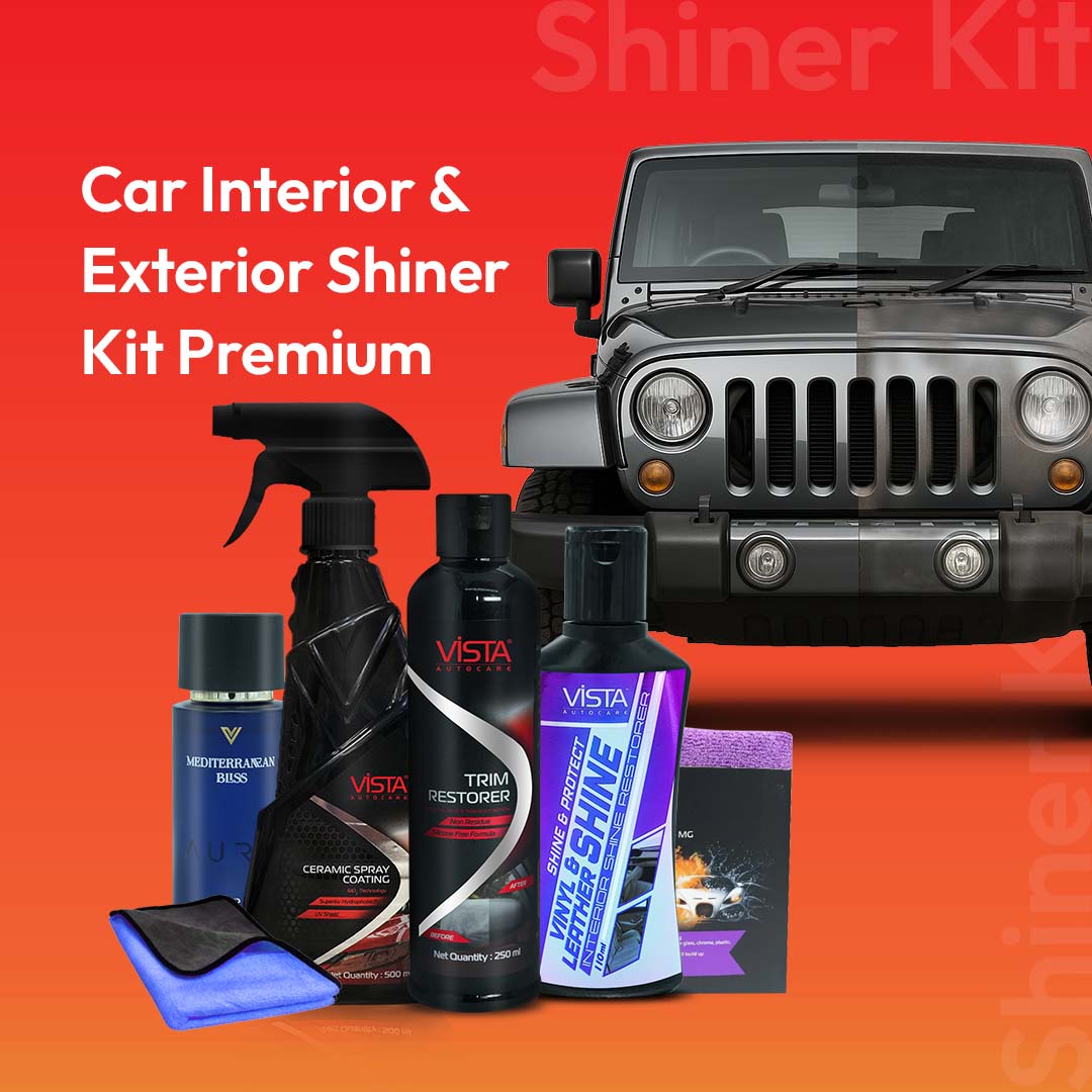 Car Interior & Exterior Shiner Kit Premium - CK4 | 6-Piece Ceramic Protection & Shine Restoration Bundle with Premium Perfume