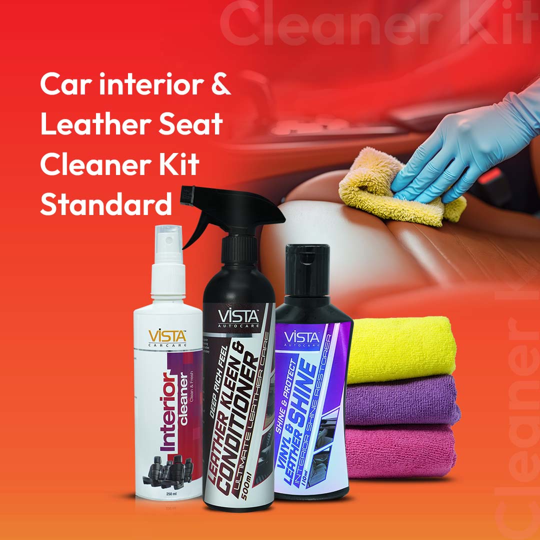 Car interior & Leather Seat cleaner Kit- Standard - CK1 | Pack Of 4 | Clean and Shine - Leather Seats, Vinyl & Dashboard