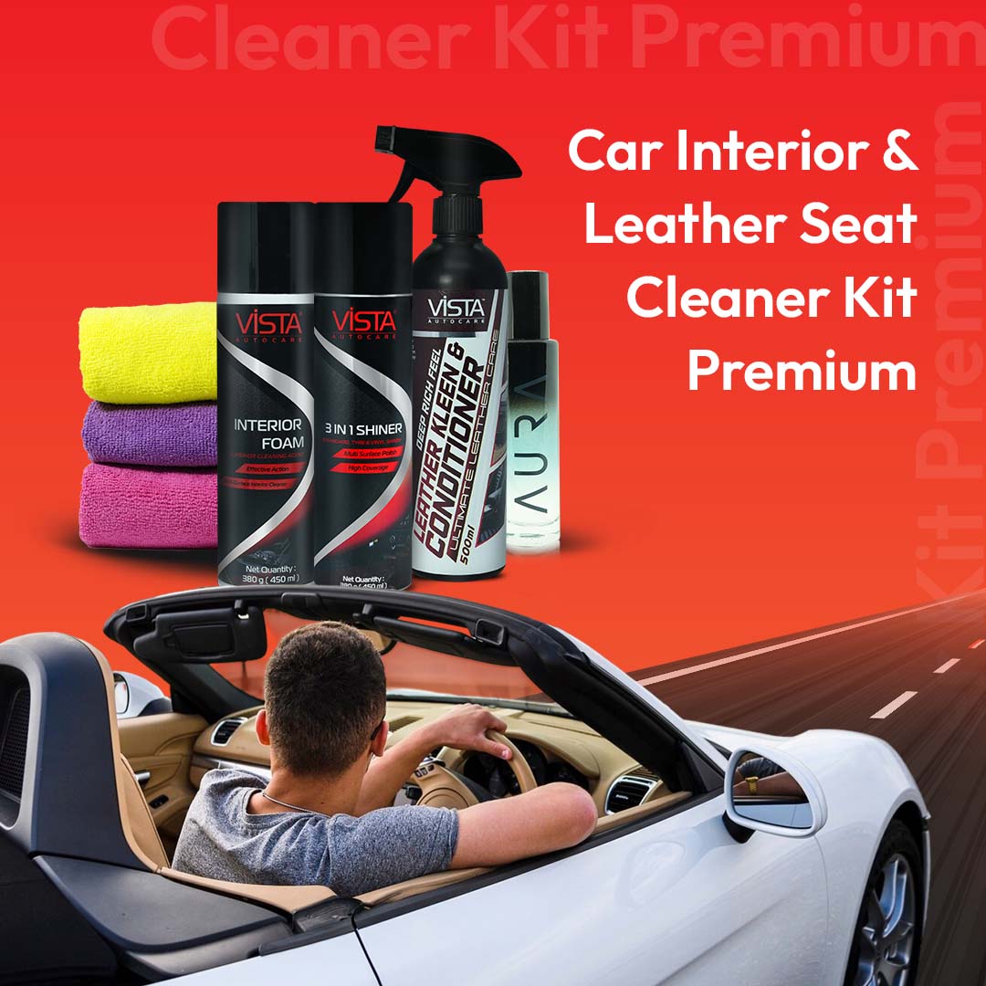 Car Interior & Leather Seat Cleaner Kit Premium - CK3 | 5-Piece Complete Car Interior Detailing Bundle with Freshener