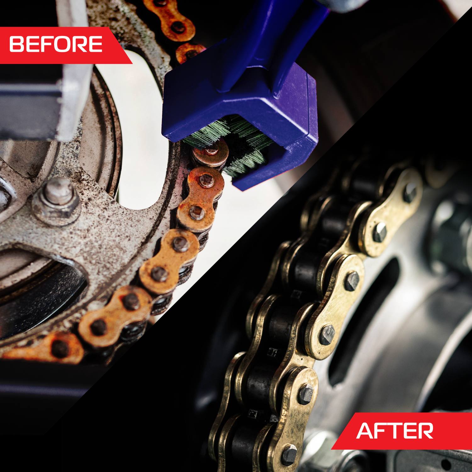 Vista Auto Care Chain Cleaner Brush, your ultimate tool for maintaining a spotless and efficient bike and bicycle chain. Keep your ride smooth and extend the life of your chain with our top-of-the-line cleaning solution.