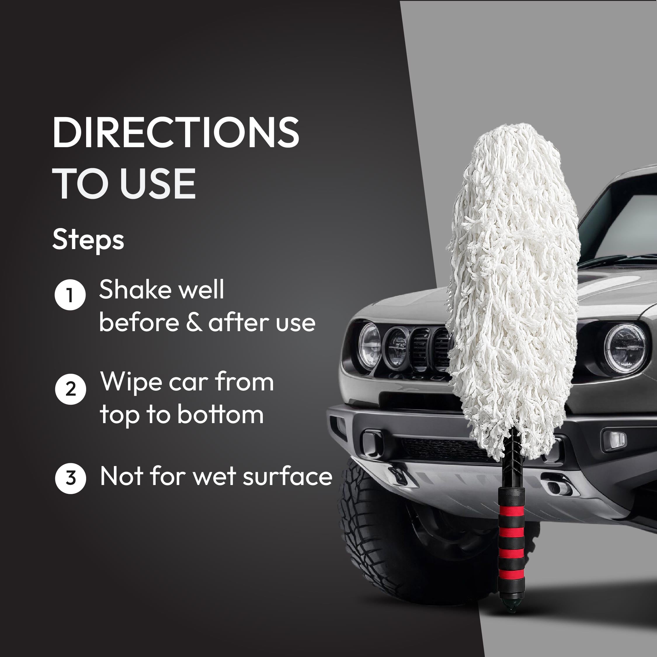 Vista Auto Dust-Off Shine Car Duster | Wax-Treated Cotton Strands For Cars, Bikes, Home & Office