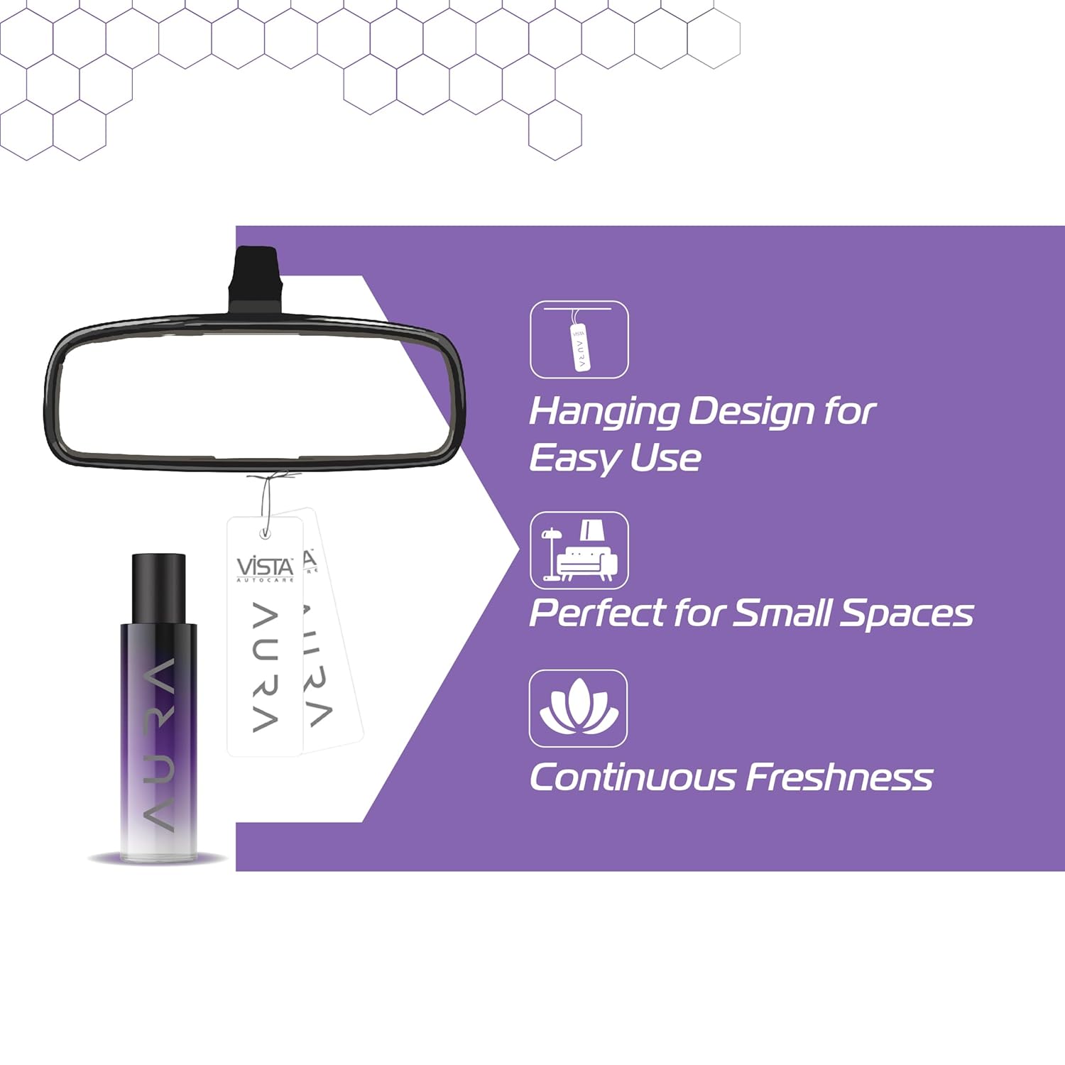 Vista Aura Hanging Air Freshener - Musk 30 ml with 2 Hanging Boards | For Cars, Home, Living Spaces, Office, Closets, Bathrooms | 400 + Sprays