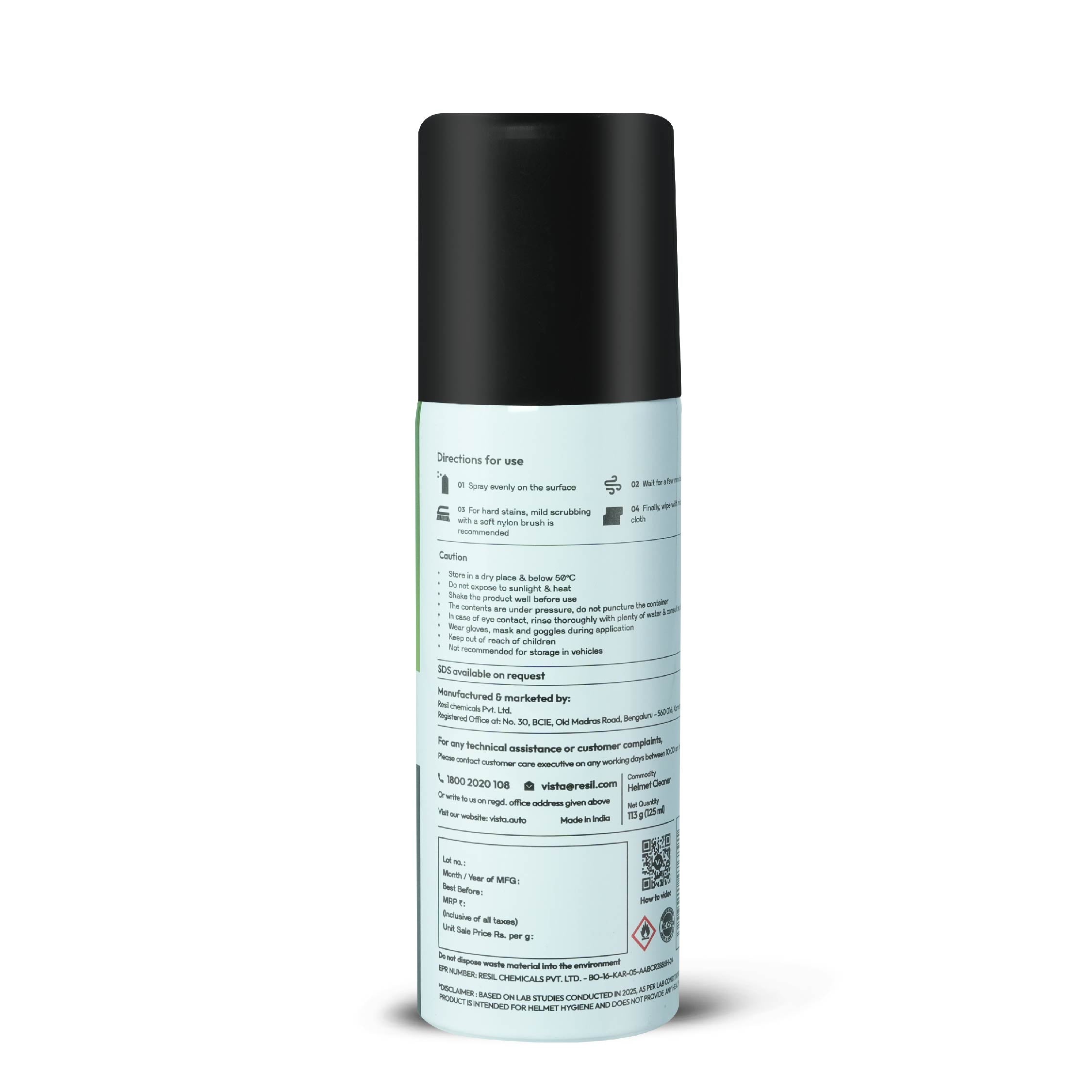Helmet Kleen Pro – Earth Mint 125 ml | Helmet Cleaner Spray for Bike Helmets | Helmet Deodorizer | Removes Sweat Smell | Antibacterial Helmet Freshener | Natural Plant-Based Formula