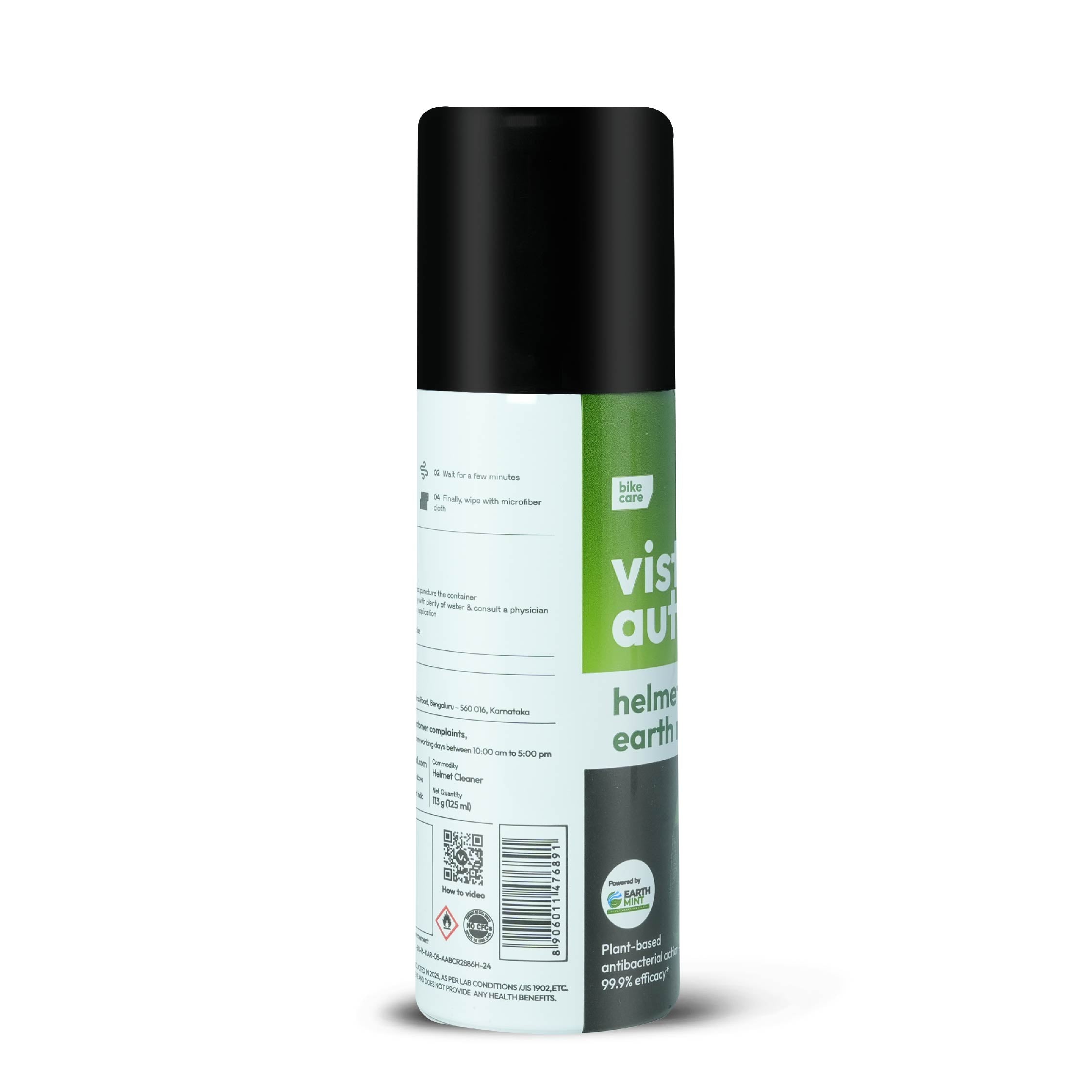 Helmet Kleen Pro – Earth Mint 125 ml | Helmet Cleaner Spray for Bike Helmets | Helmet Deodorizer | Removes Sweat Smell | Antibacterial Helmet Freshener | Natural Plant-Based Formula