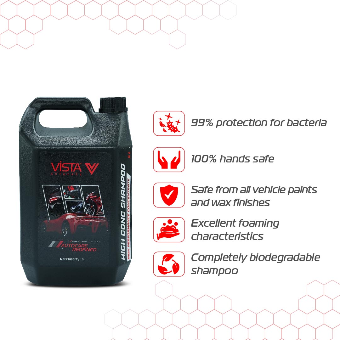 High Conc Shampoo 5L - pH Balance Formula, For Car and Bike