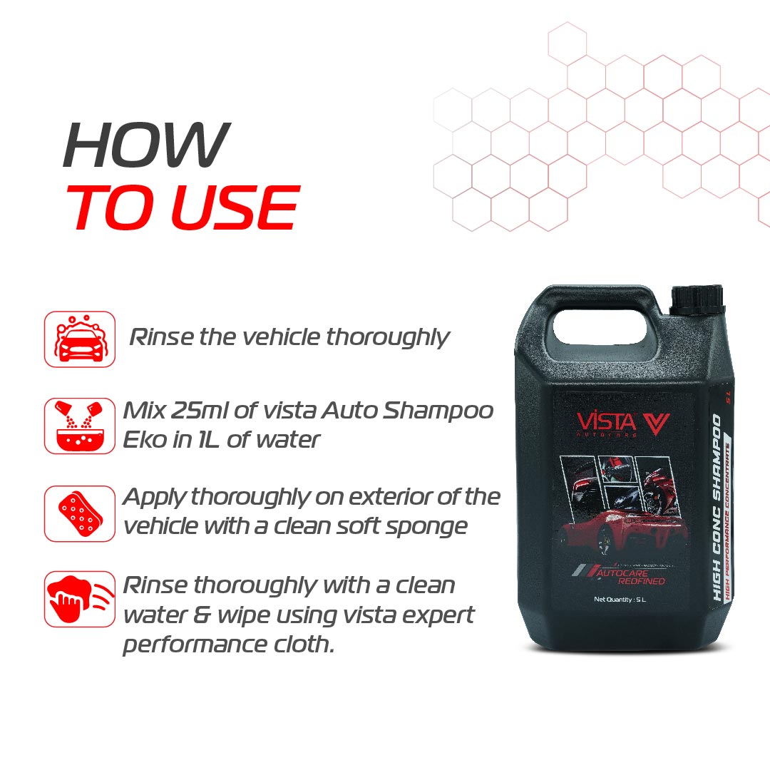 High Conc Shampoo 5L - pH Balance Formula, For Car and Bike