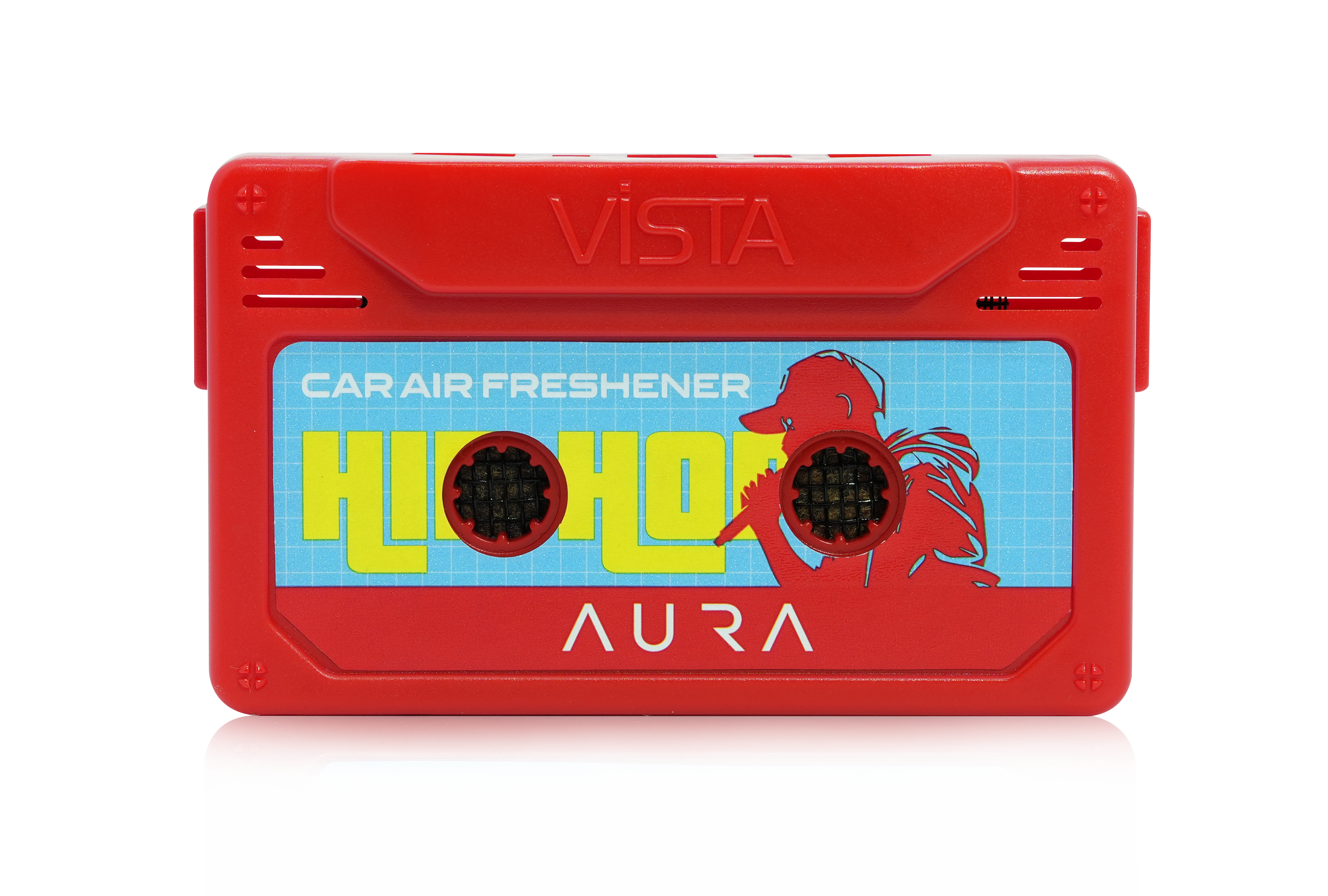 Aura Hip Hop Car Air Freshener – Cassette Style Dashboard Perfume | Long-Lasting Wooden Block Car Fragrance | Fresh Urban Vibe - 26g