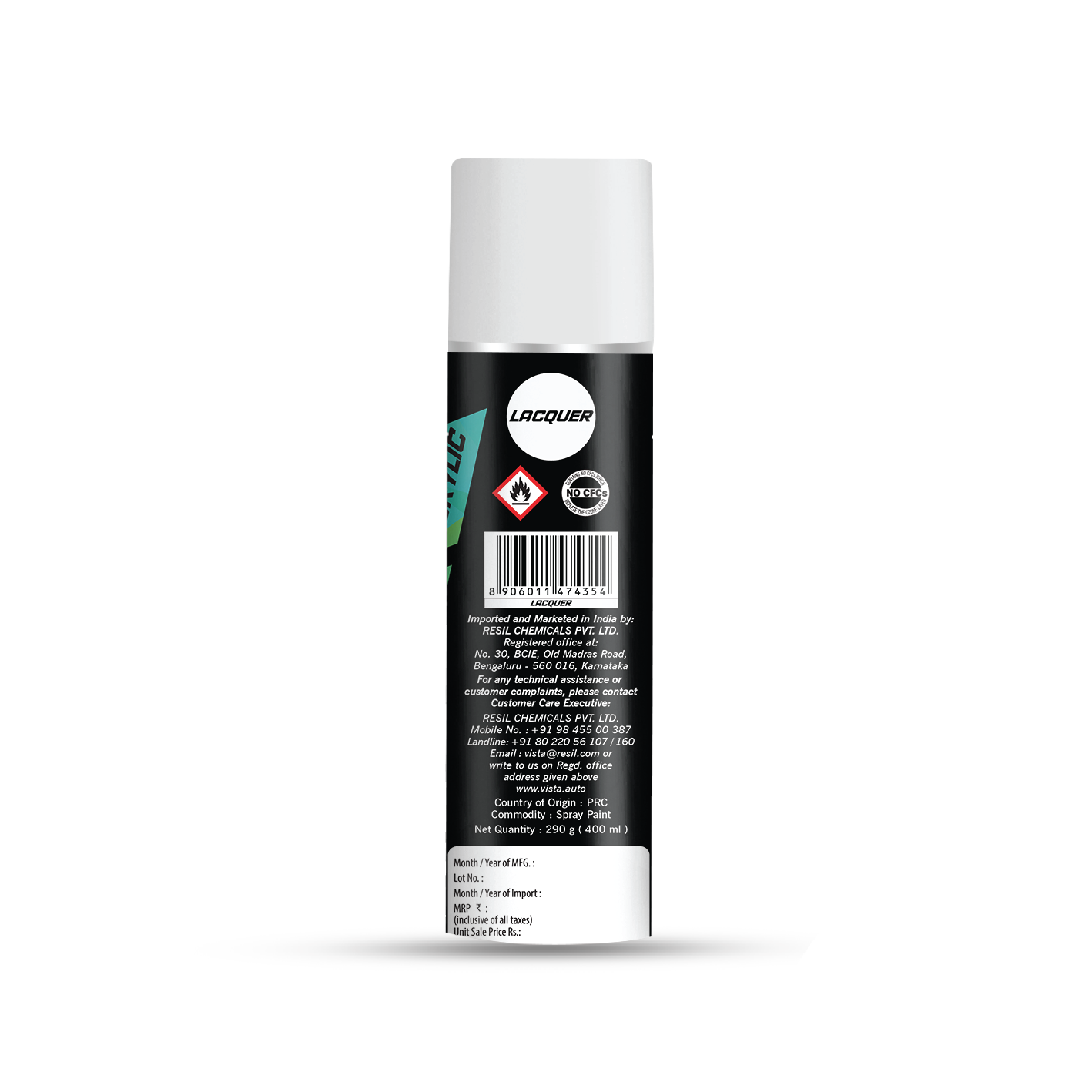 Spray Paint Lacquer 400 ml (290 g) | Quick Drying with Gloss finish for Metal, Wood, Walls | Acrylic SprayPaints