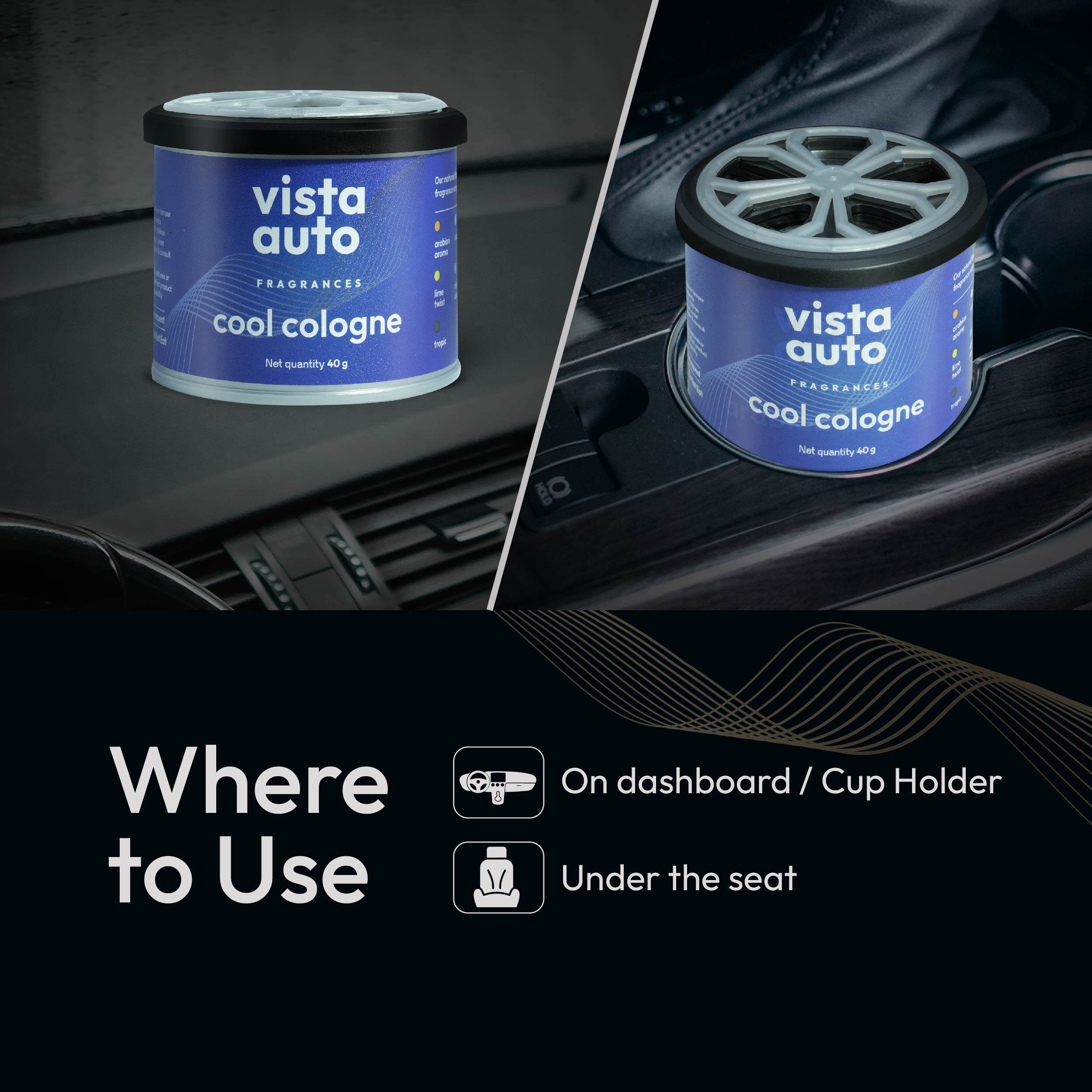 Aura Natural Fiber Car Freshener - Cool Cologne 40 g