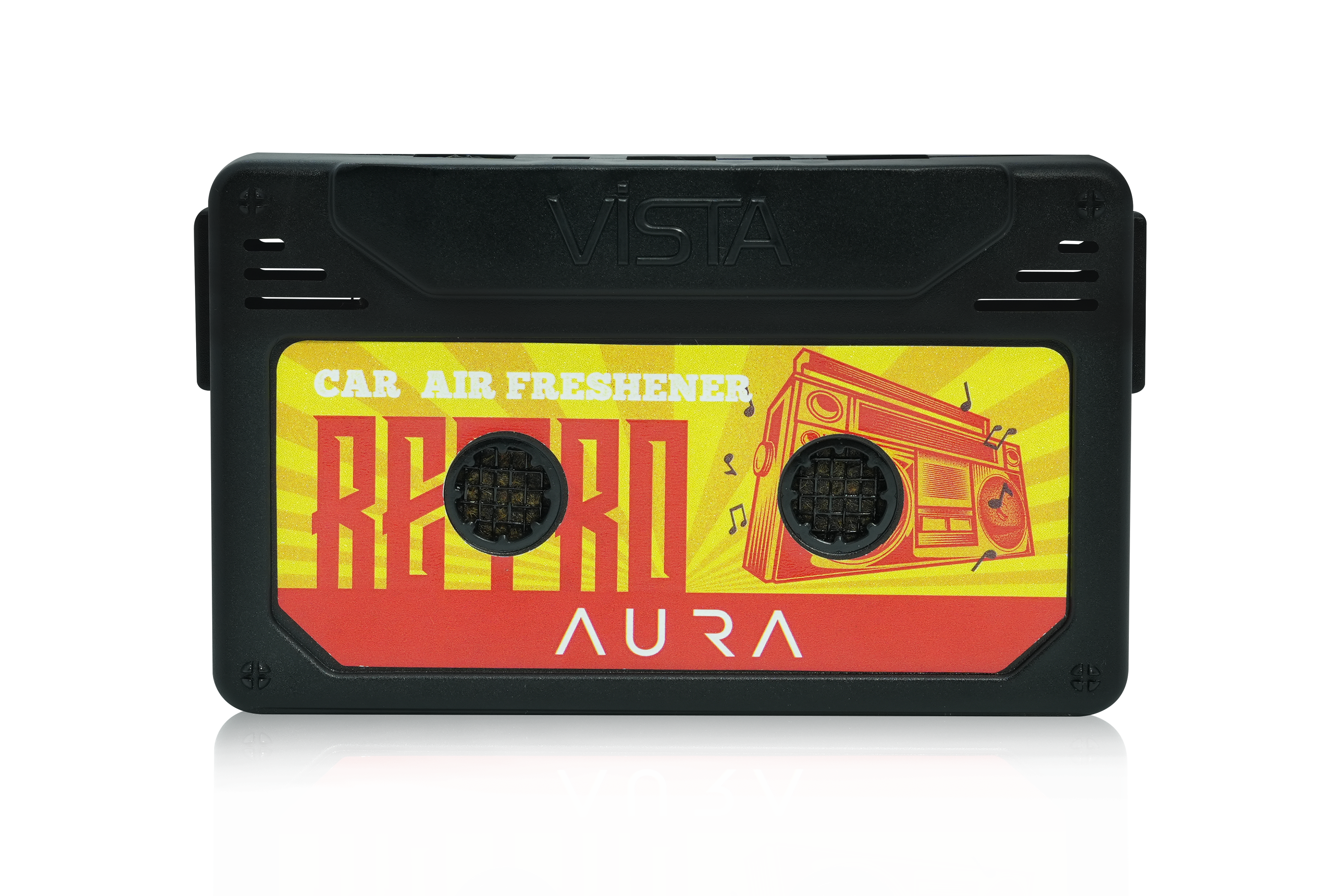 Aura Retro Car Air Freshener – Classic Oudh Cassette Style Dashboard Perfume | Long-Lasting Wooden Block Car Fragrance | Nostalgic Freshness - 26g