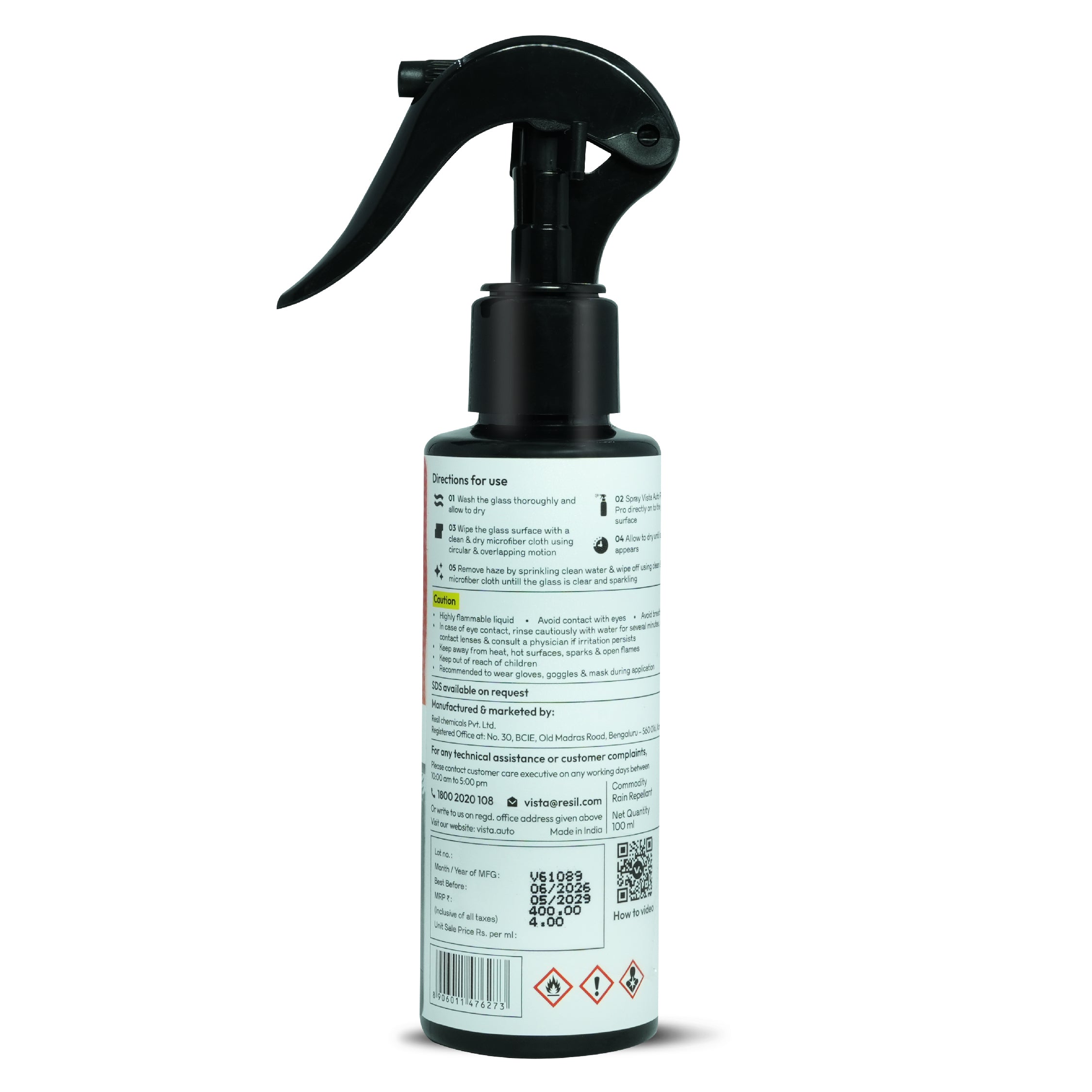 Rain Shield Pro 100ml Car Windshield Water Repellent Coating Spray with Microfiber Cloth | Hydrophobic Glass Coating
