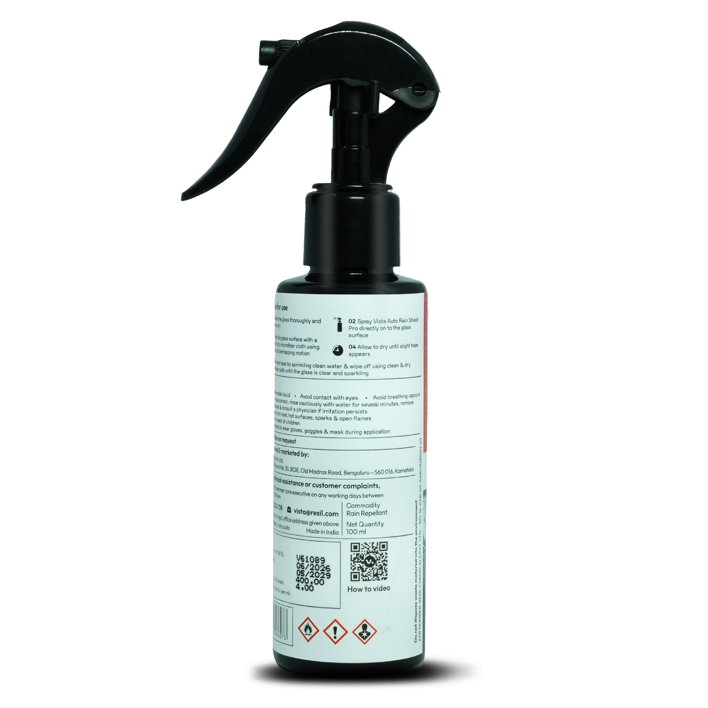 Rain Shield Pro 100ml Car Windshield Water Repellent Coating Spray with Microfiber Cloth | Hydrophobic Glass Coating
