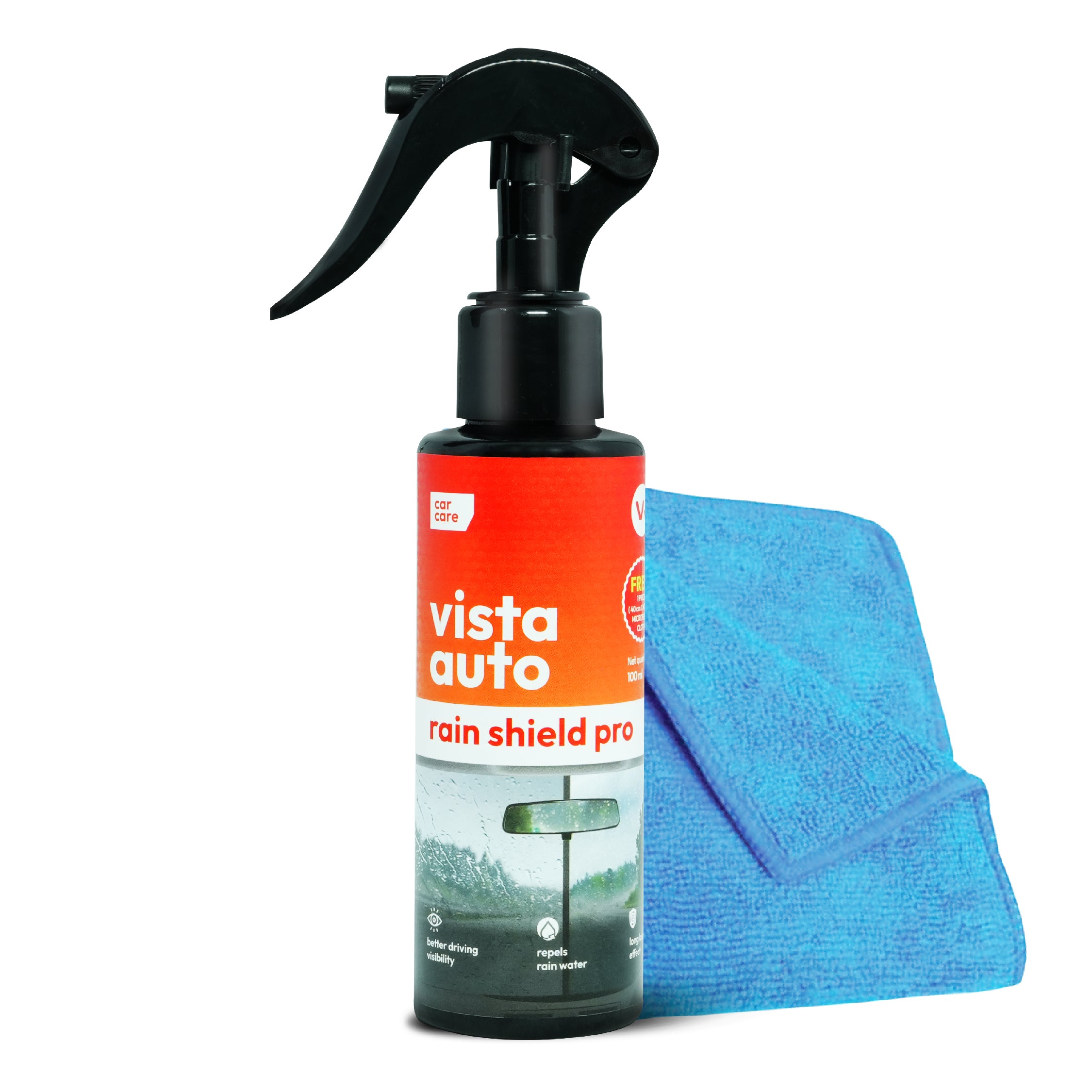Rain Shield Pro 100ml Car Windshield Water Repellent Coating Spray with Microfiber Cloth | Hydrophobic Glass Coating