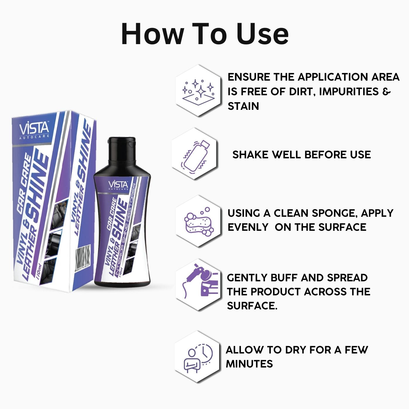 Vinyl & Leather Shine 110 ml (Free Applicator Sponge)