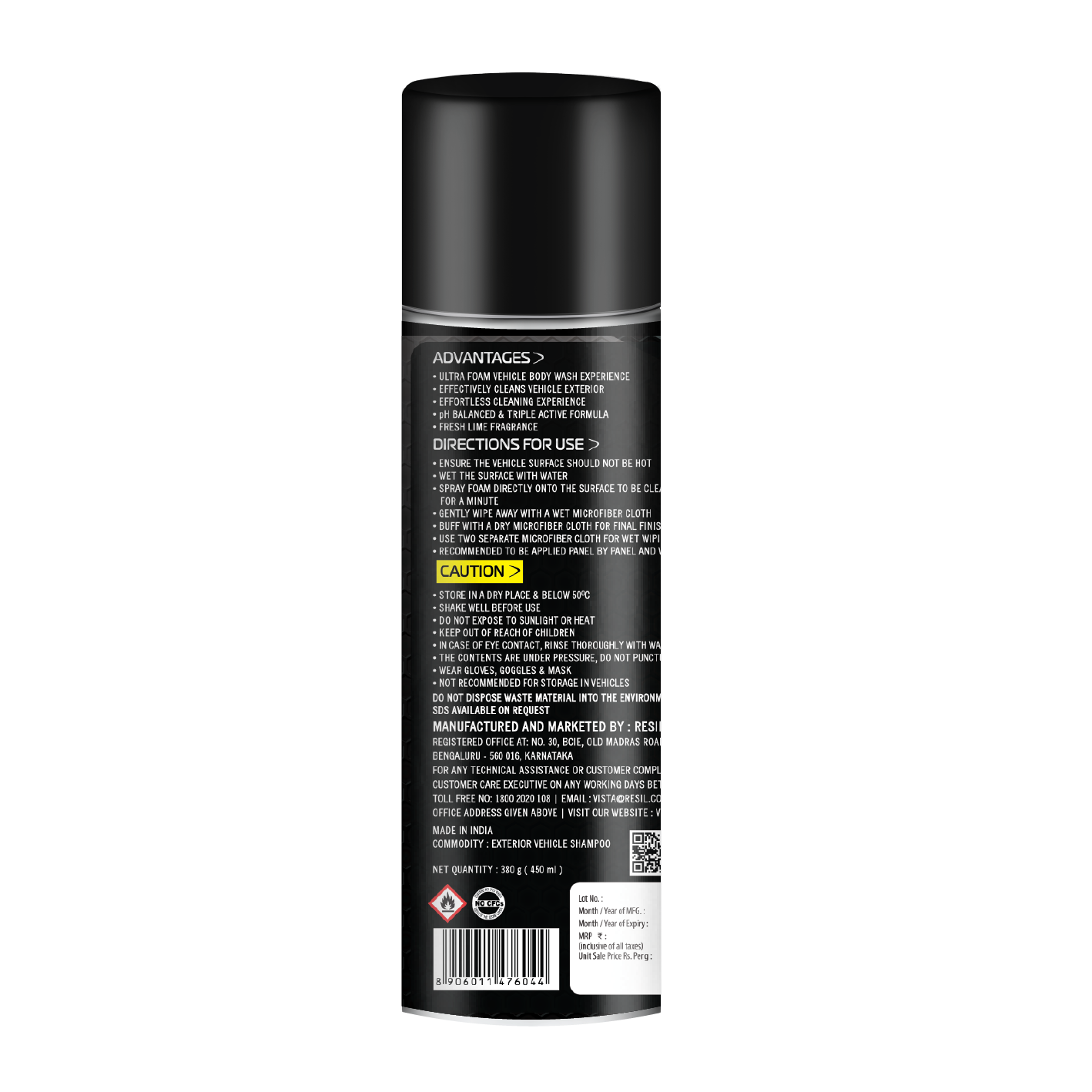 Vista Snow Foam Shampoo 450 ml (380 g) with Expert Performance Microfiber Cloth MG