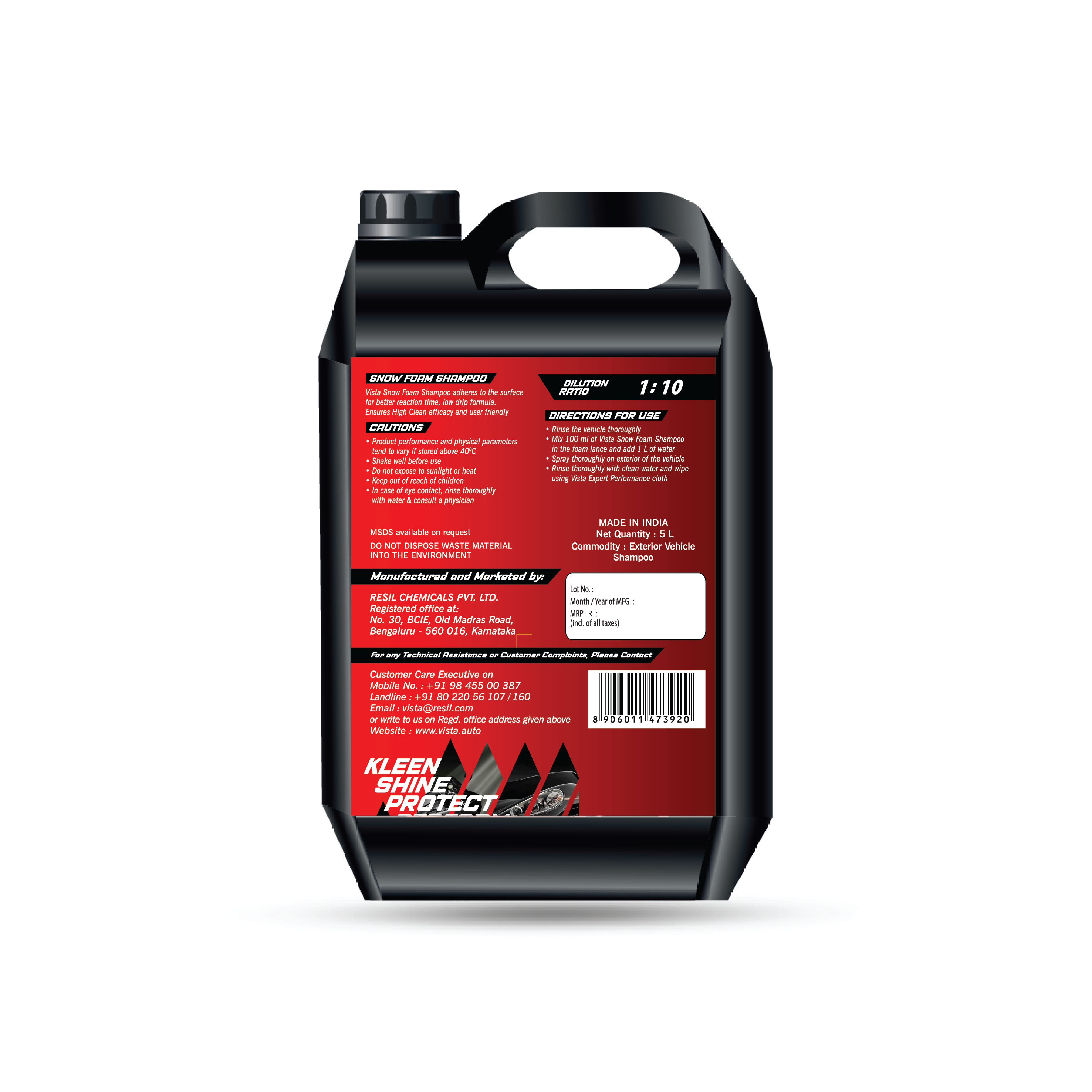 Snow Foam Shampoo 5L - pH Balance Formula, For Car and Bike