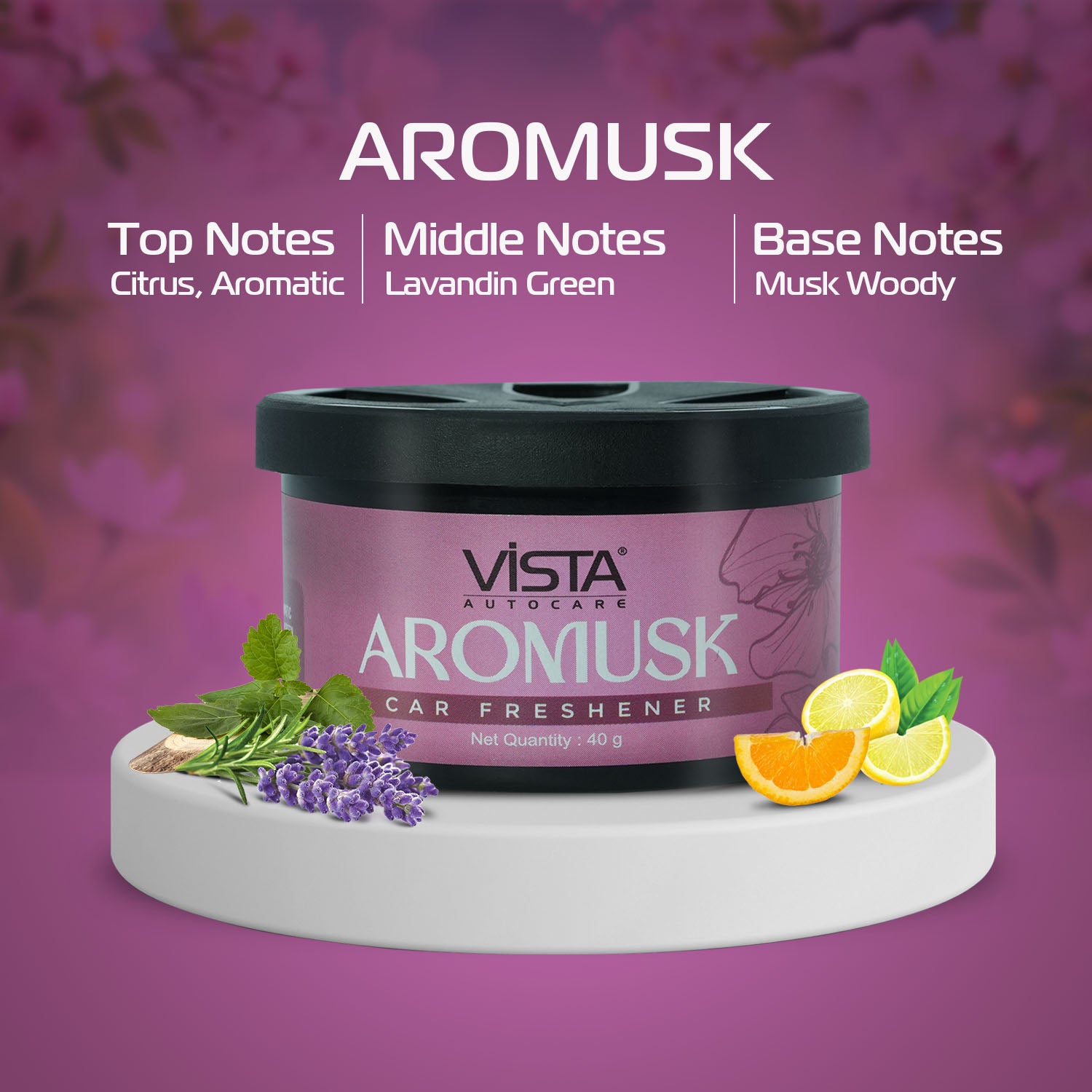 Aromusk Car Air Freshener 40 g, Wooden Fiber, Long-Lasting & Refreshing Fragrance to Freshen Up Your Car - Odor Eliminator & Car Accessories