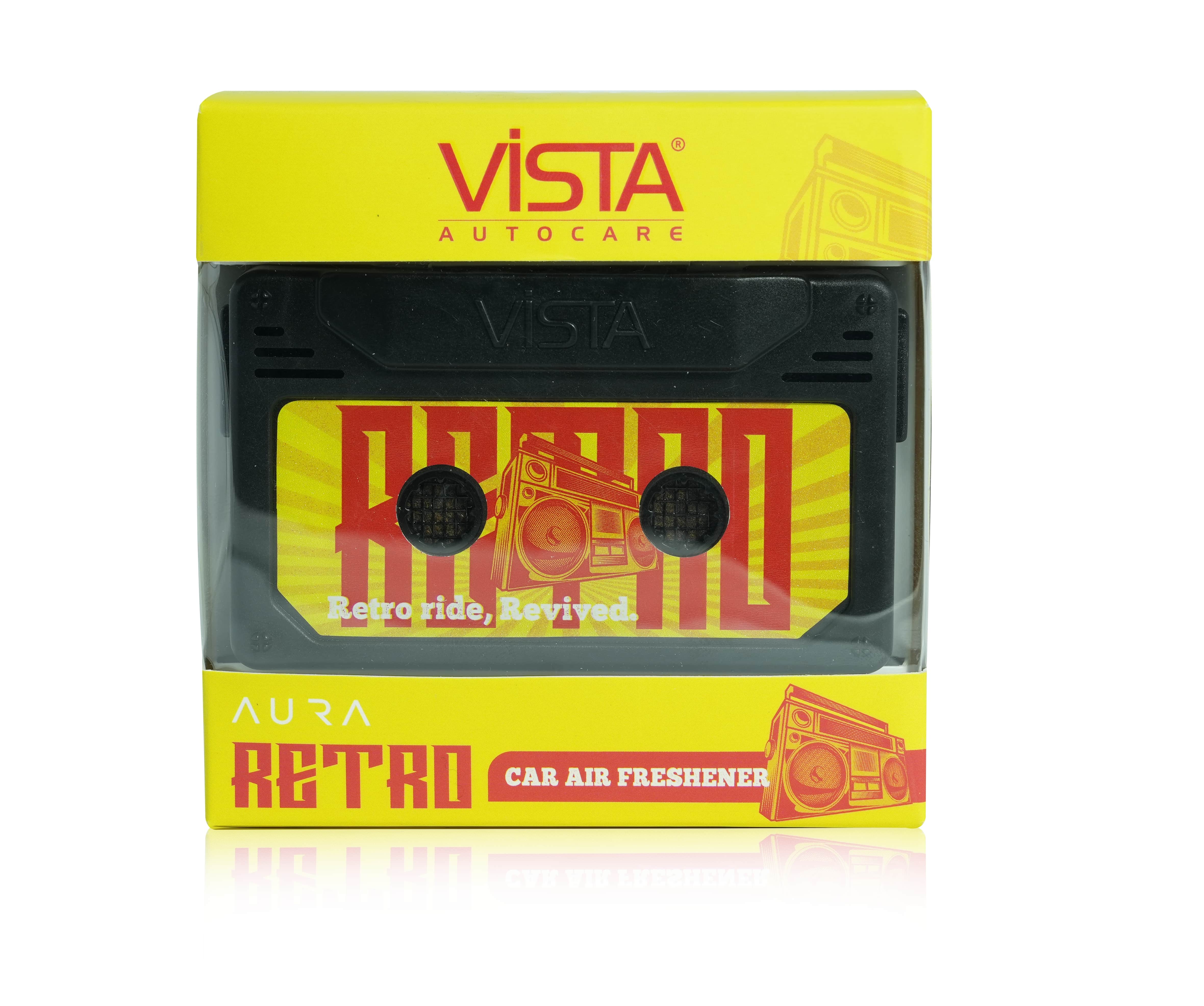 Aura Retro Car Air Freshener – Classic Oudh Cassette Style Dashboard Perfume | Long-Lasting Wooden Block Car Fragrance | Nostalgic Freshness - 26g