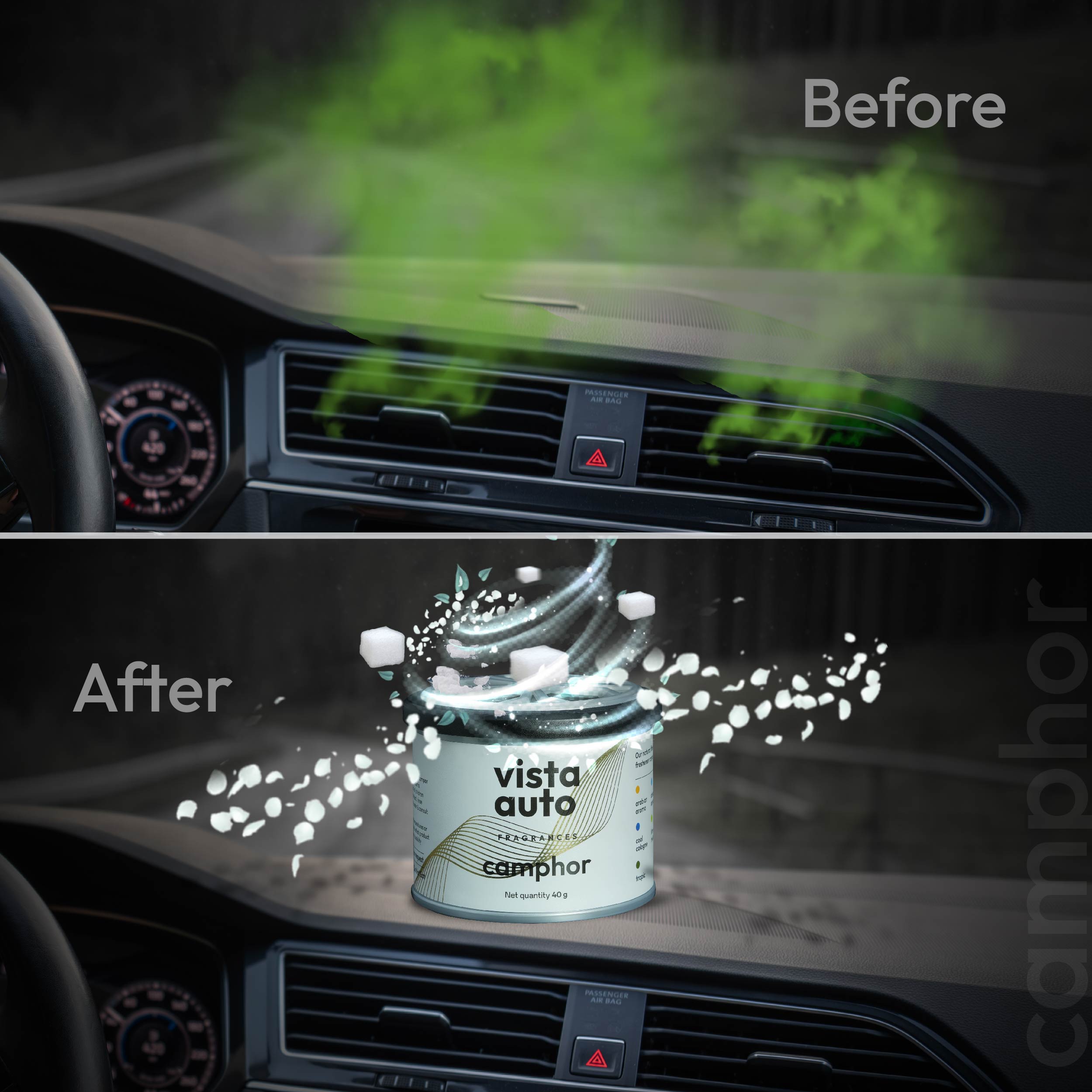 Camphor Car Air Freshener 40g, Wooden Fiber, Long-Lasting & Refreshing Fragrance to Freshen Up Your Car - Odor Eliminator & Car Accessories