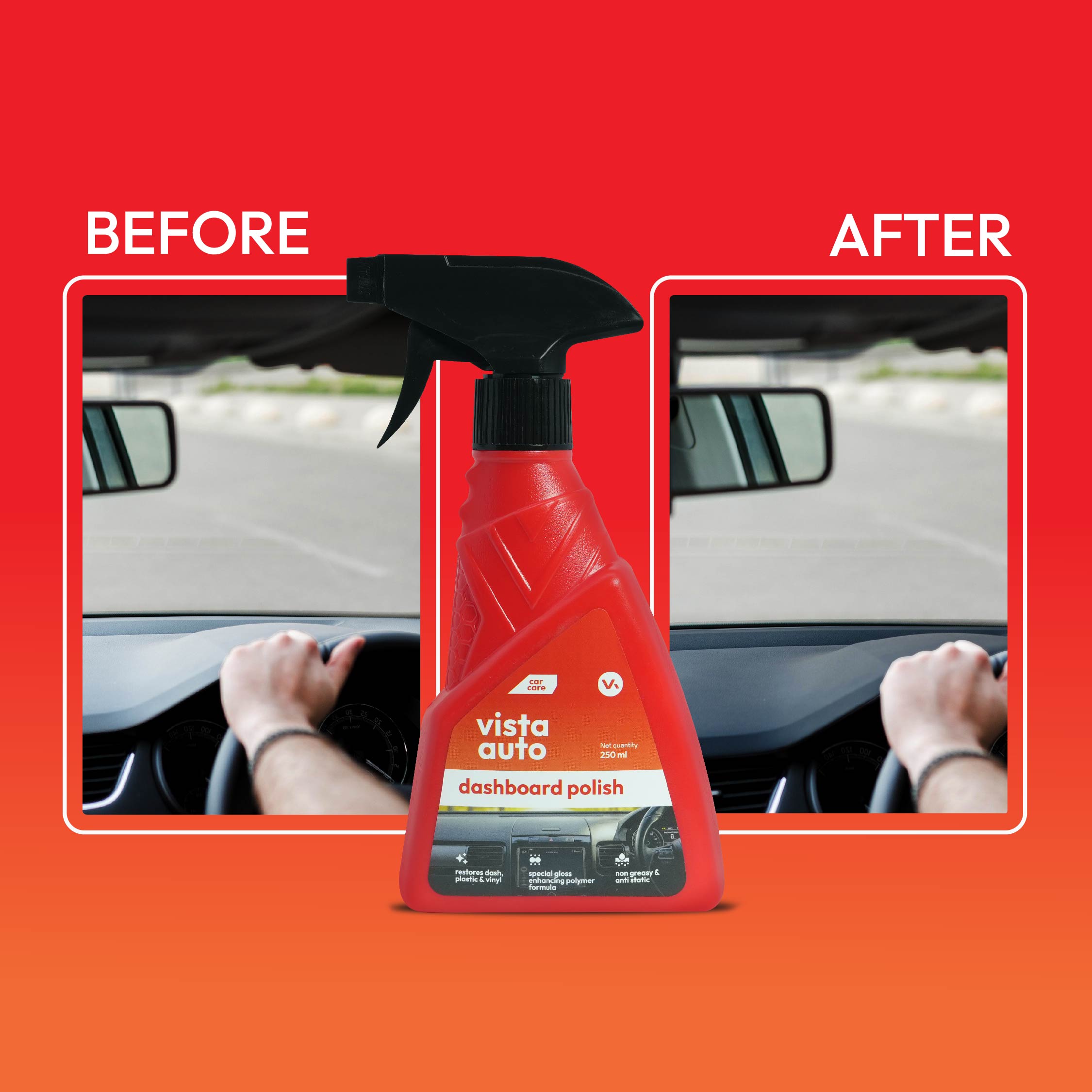 Dashboard Polish 250 ml for Car | UV Protection, Dust-Repellent, Matte Finish for Vinyl, Plastic & Rubber