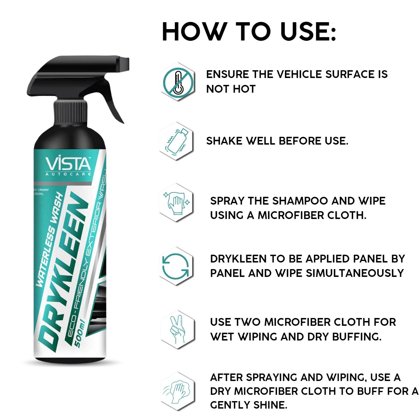 Drykleen 500 ml | Waterless Multi-Surface Cleaner for Automobiles