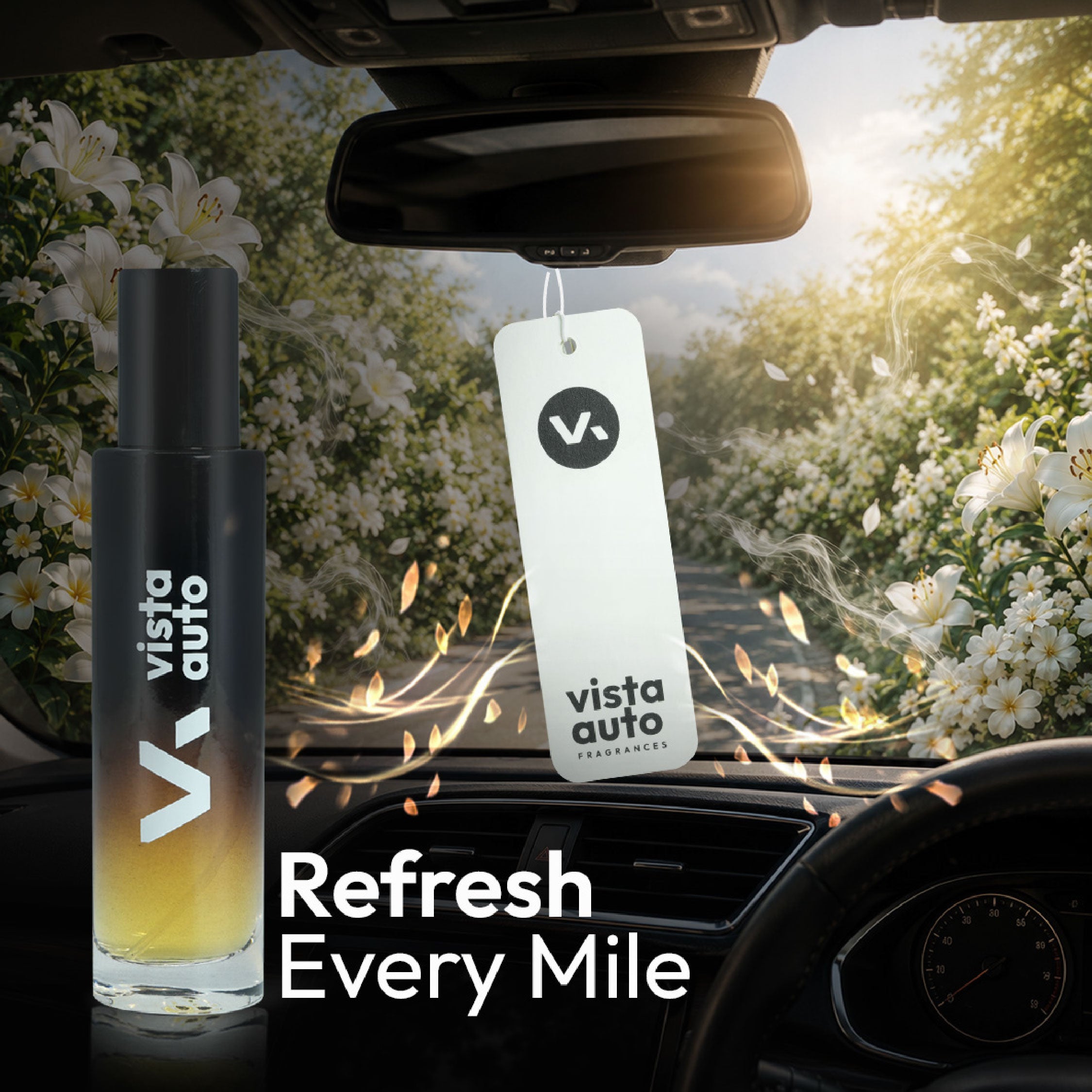 Vista Aura Hanging Air Freshener - Mystic 30 ml with 2 Hanging Boards | For Cars, Home, Living Spaces, Office, Closets, Bathrooms | 400 + Sprays