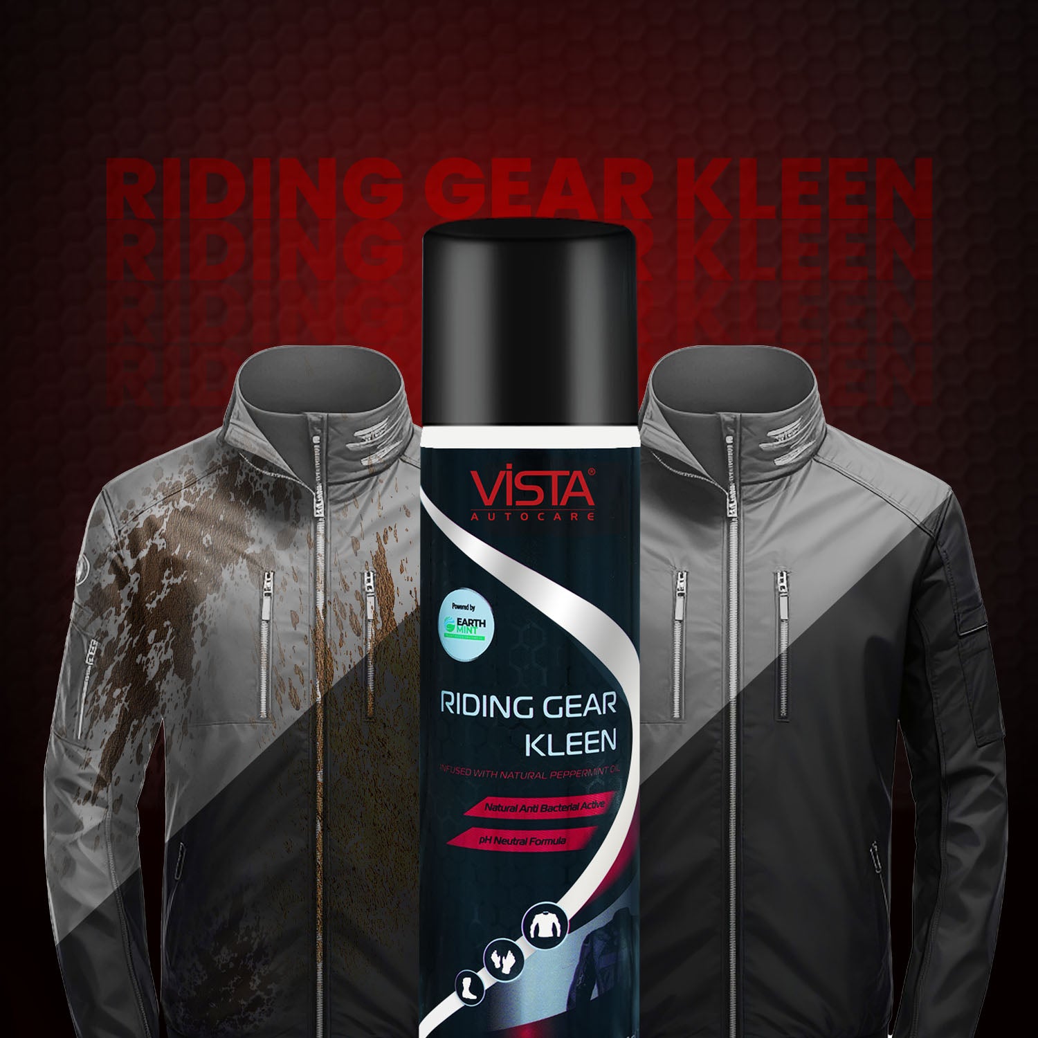 Riding Gear Kleen 450 ml | Riding Gear Cleaner Foam Spray | Antibacterial | For Bike Helmet, Jackets, Pants, Gloves, Shoes | Removes Dirt & Odor | Refreshing Mint Fragrance