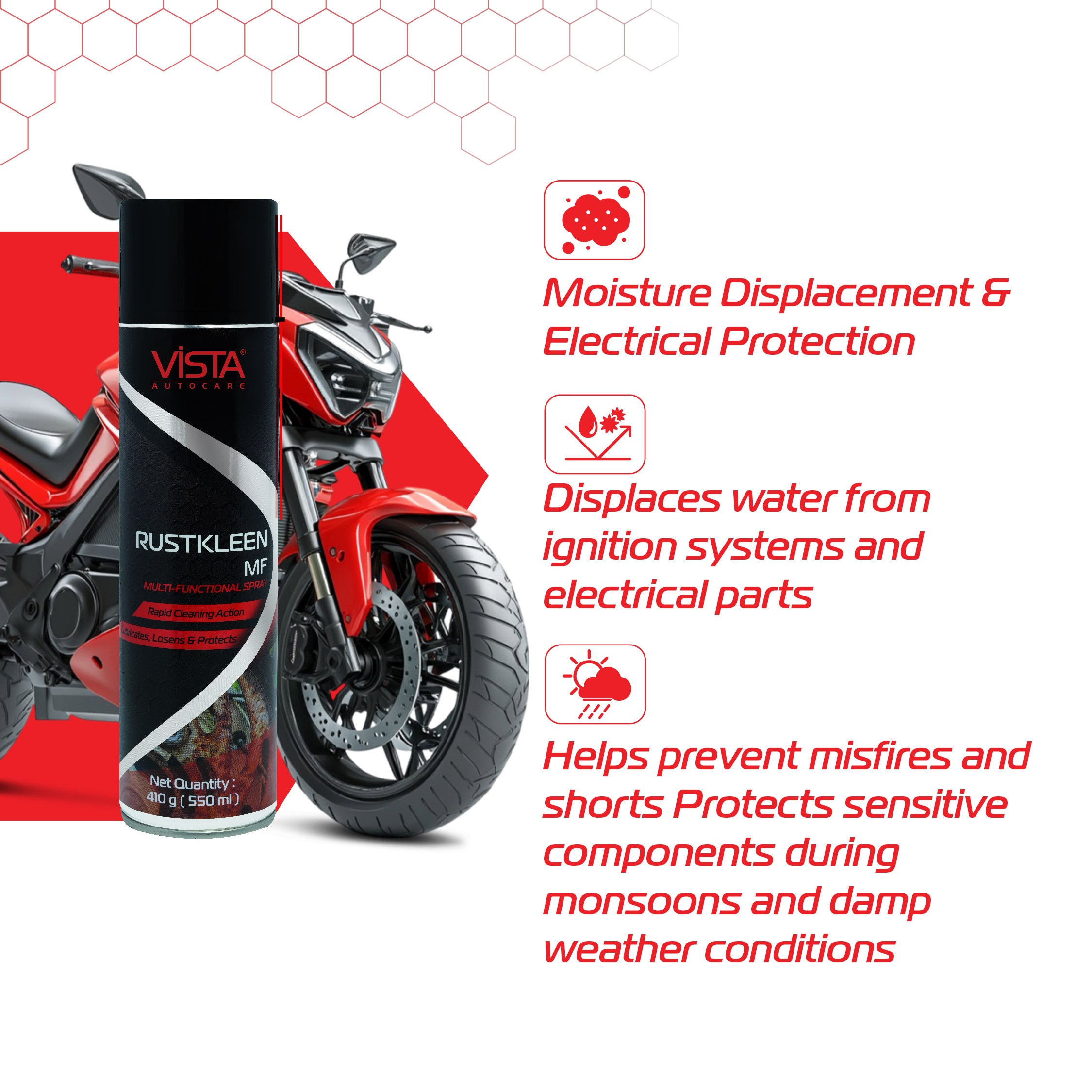 Rustkleen MF 550ml Rust Remover & Lubricant Spray for Car & Bike | Loosens Rust, Prevents Corrosion, Eliminates Squeaks, Reduces Friction