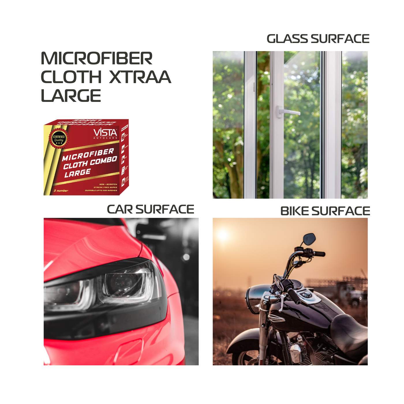 Microfiber Cloth Combo Large | Pack of 3 | 40 cm x 40 cm