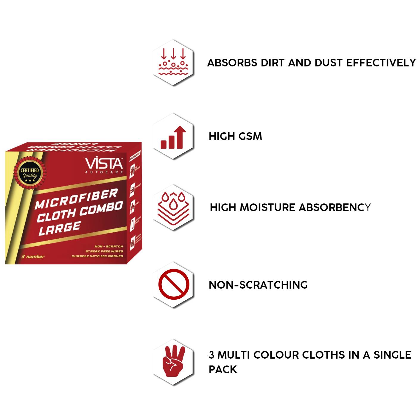 Microfiber Cloth Combo Large | Pack of 3 | 40 cm x 40 cm